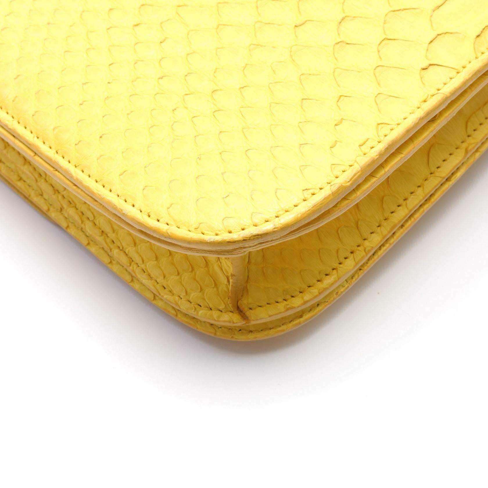 Celine Exotic Leather Shoulder Bag Yellow