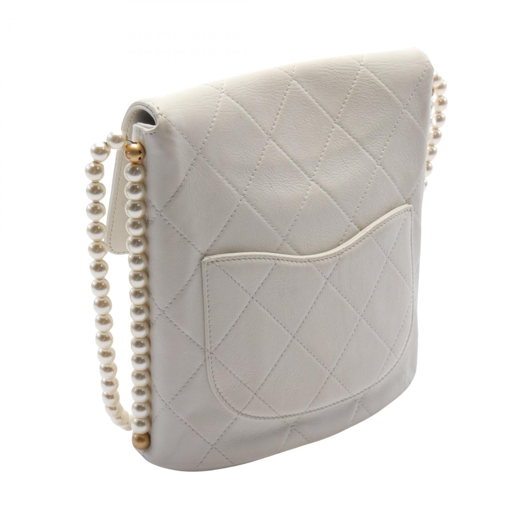 Chanel Matelasse Faux Pearl Leather Shoulder Bag