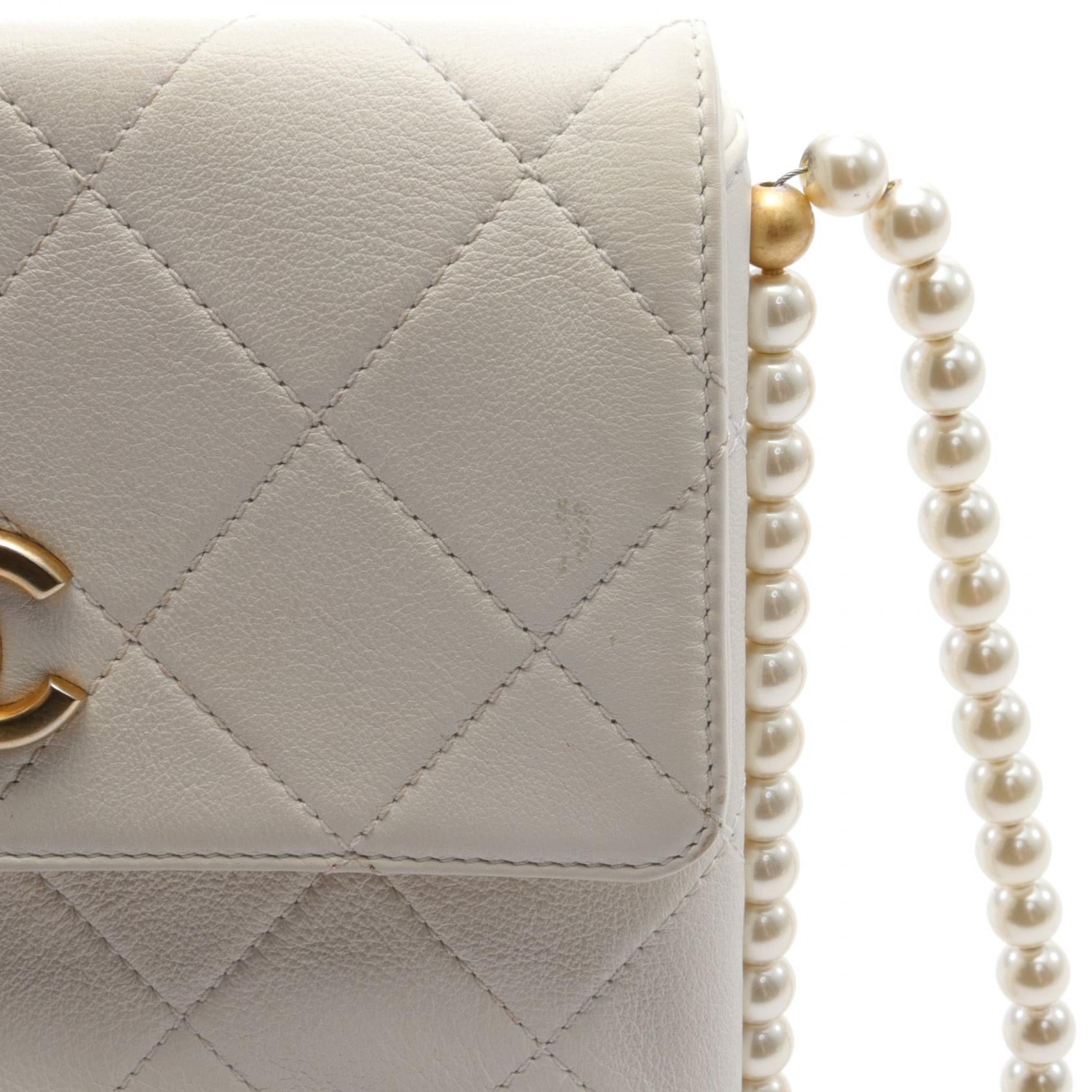 Chanel Matelasse Faux Pearl Leather Shoulder Bag