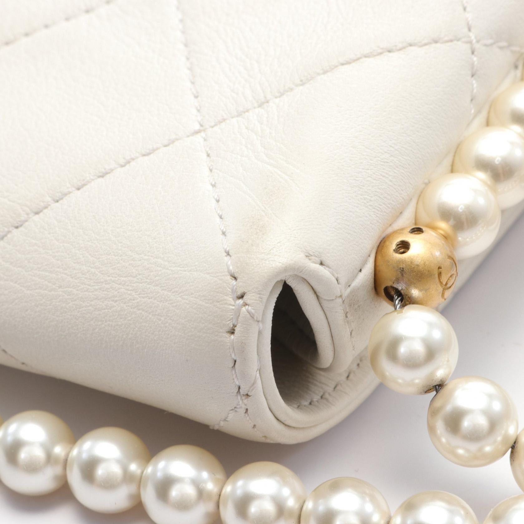 Chanel Matelasse Faux Pearl Leather Shoulder Bag