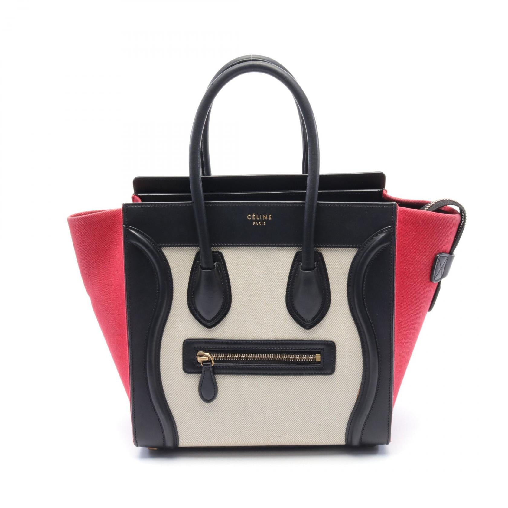 Celine Luggage Micro Shopper Tote Bag Canvas Leather