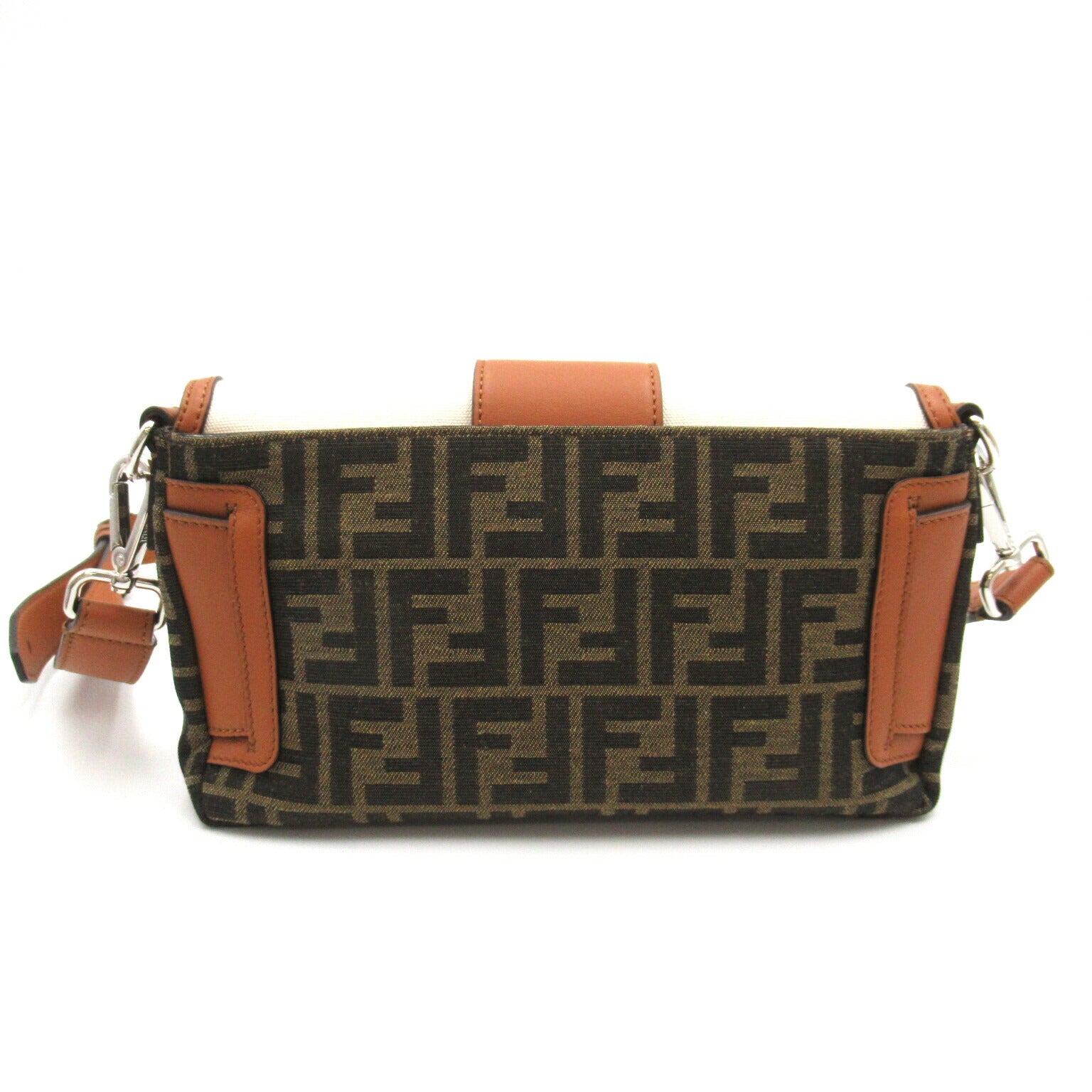 Fendi Zucca Canvas Leather Shoulder Bag 7VA472