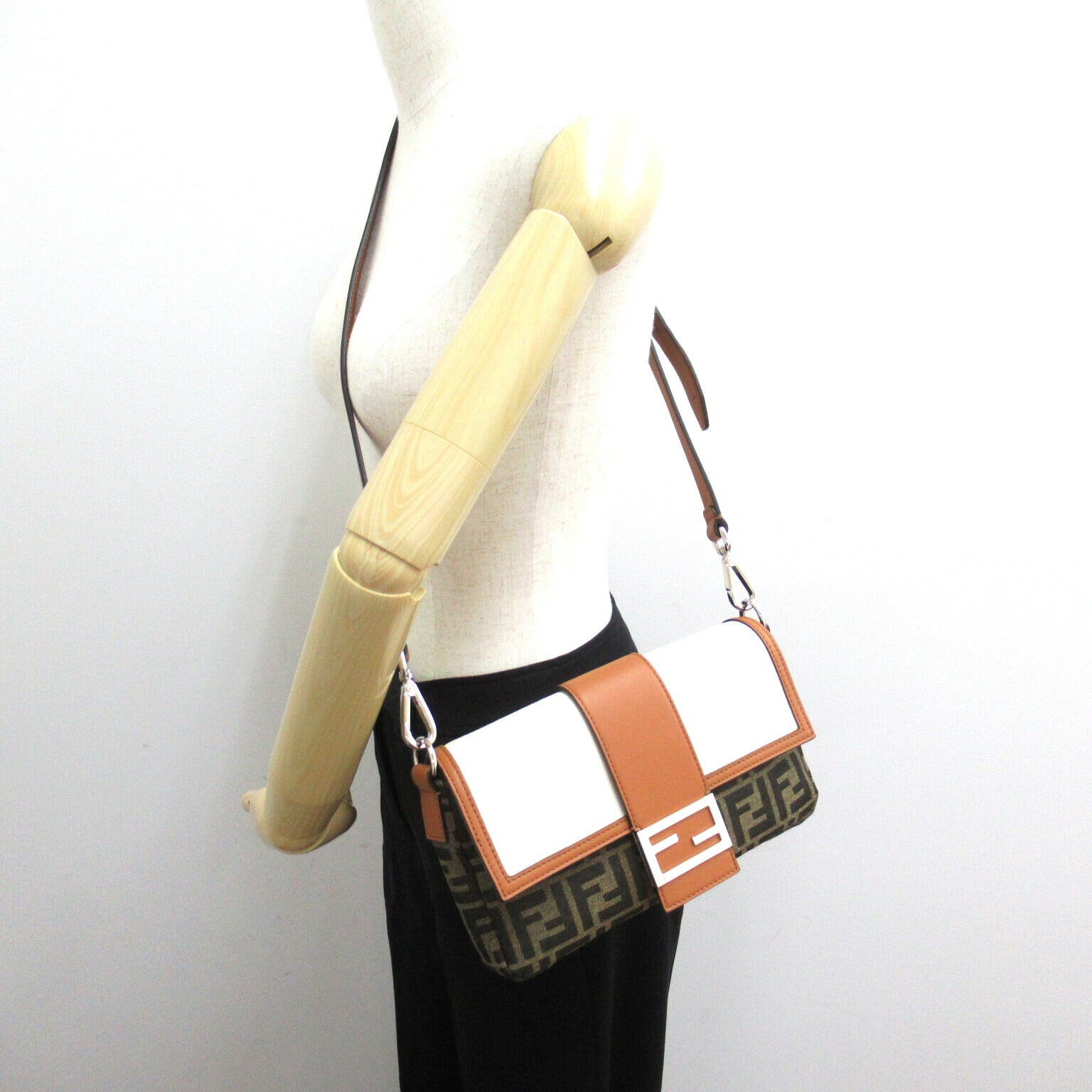 Fendi Zucca Canvas Leather Shoulder Bag 7VA472