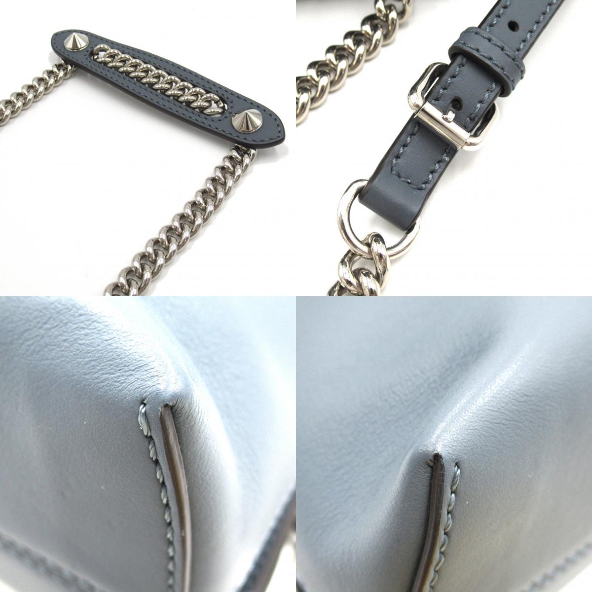 Fendi Leather 2way Shoulder Bag Blue Gray