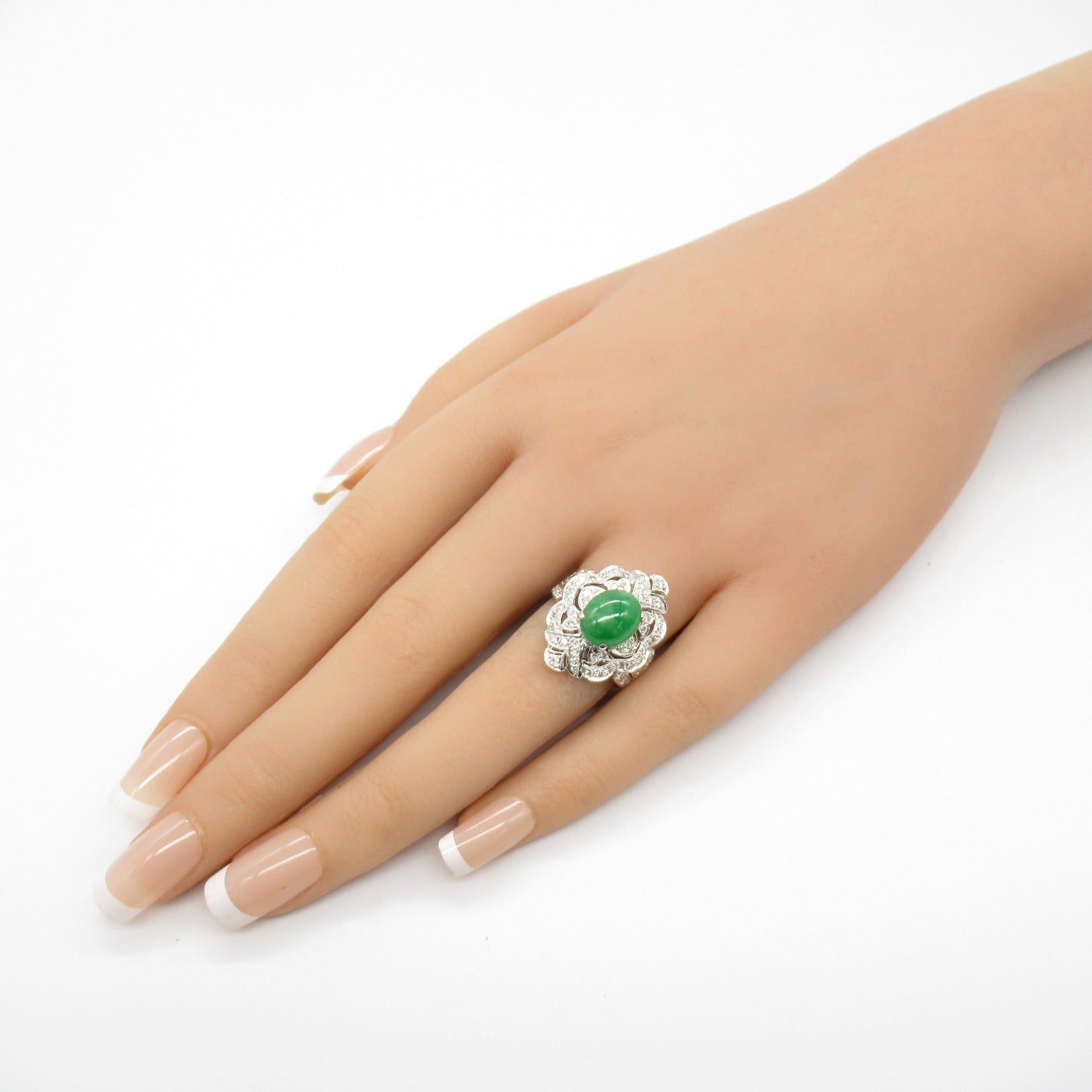 Jade Diamond Ring K18WG White Gold