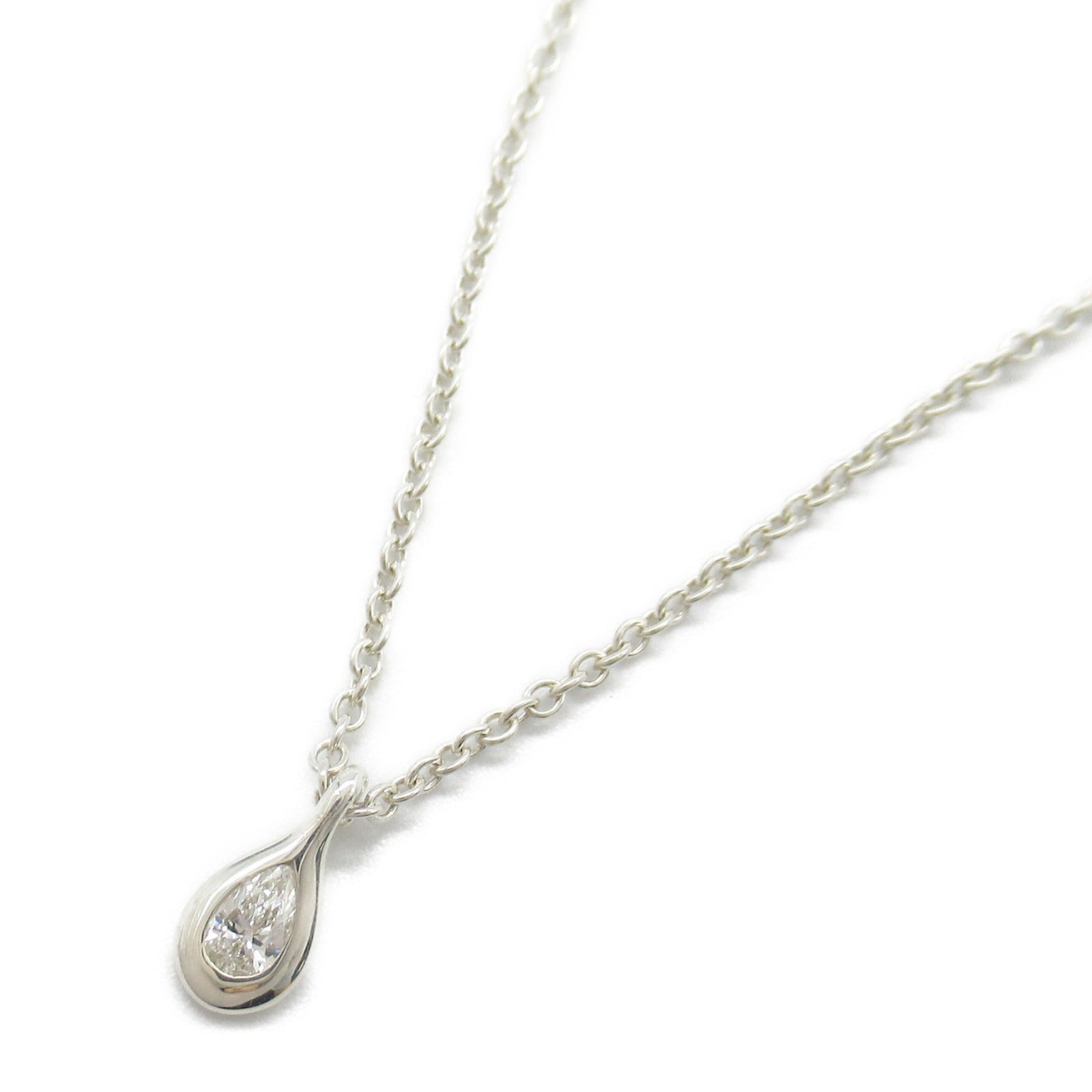 Tiffany & Co Silver Teardrop Diamond Necklace Metal Necklace in Great Condition