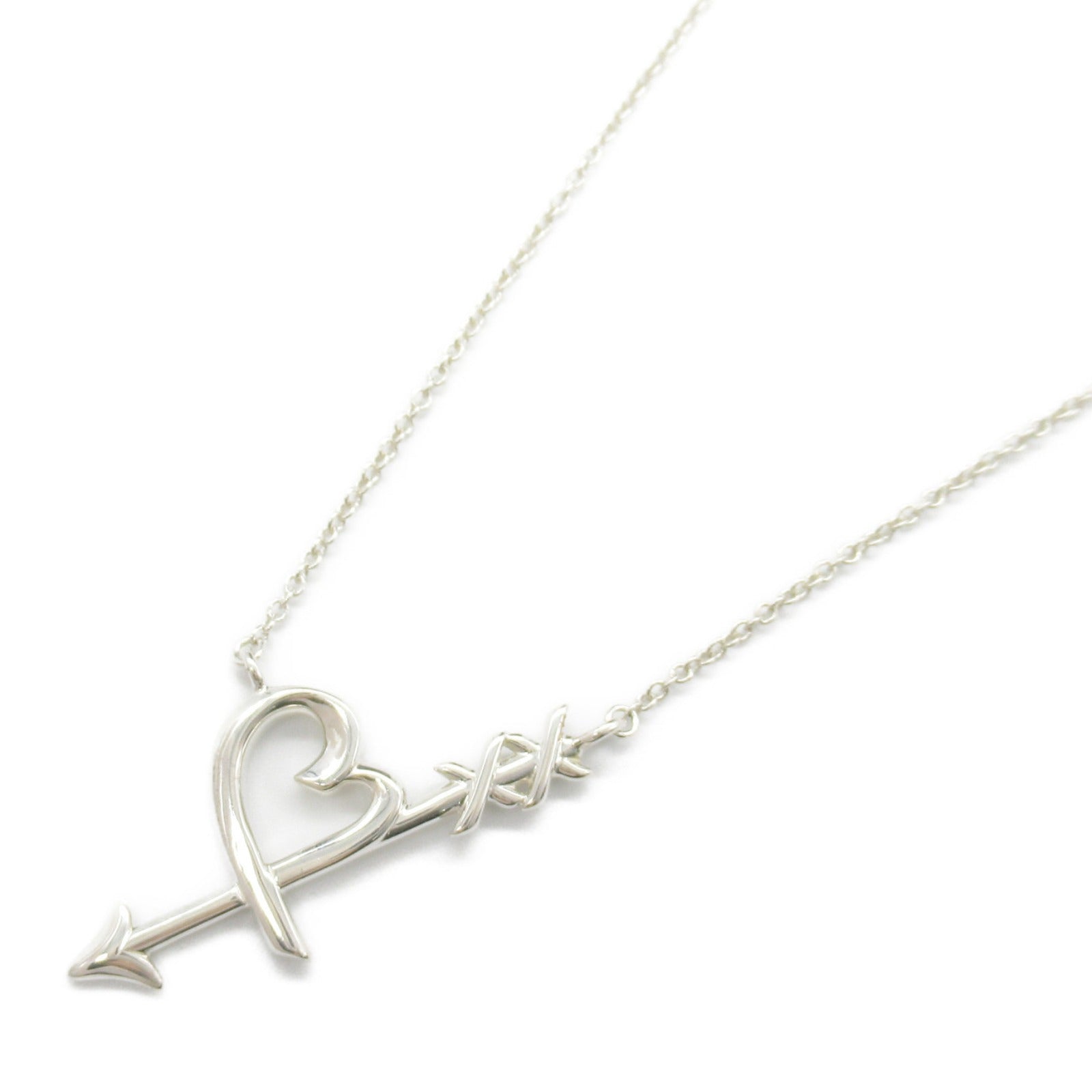 Tiffany & Co Silver Arrow Heart Necklace  Metal Necklace in Great Condition