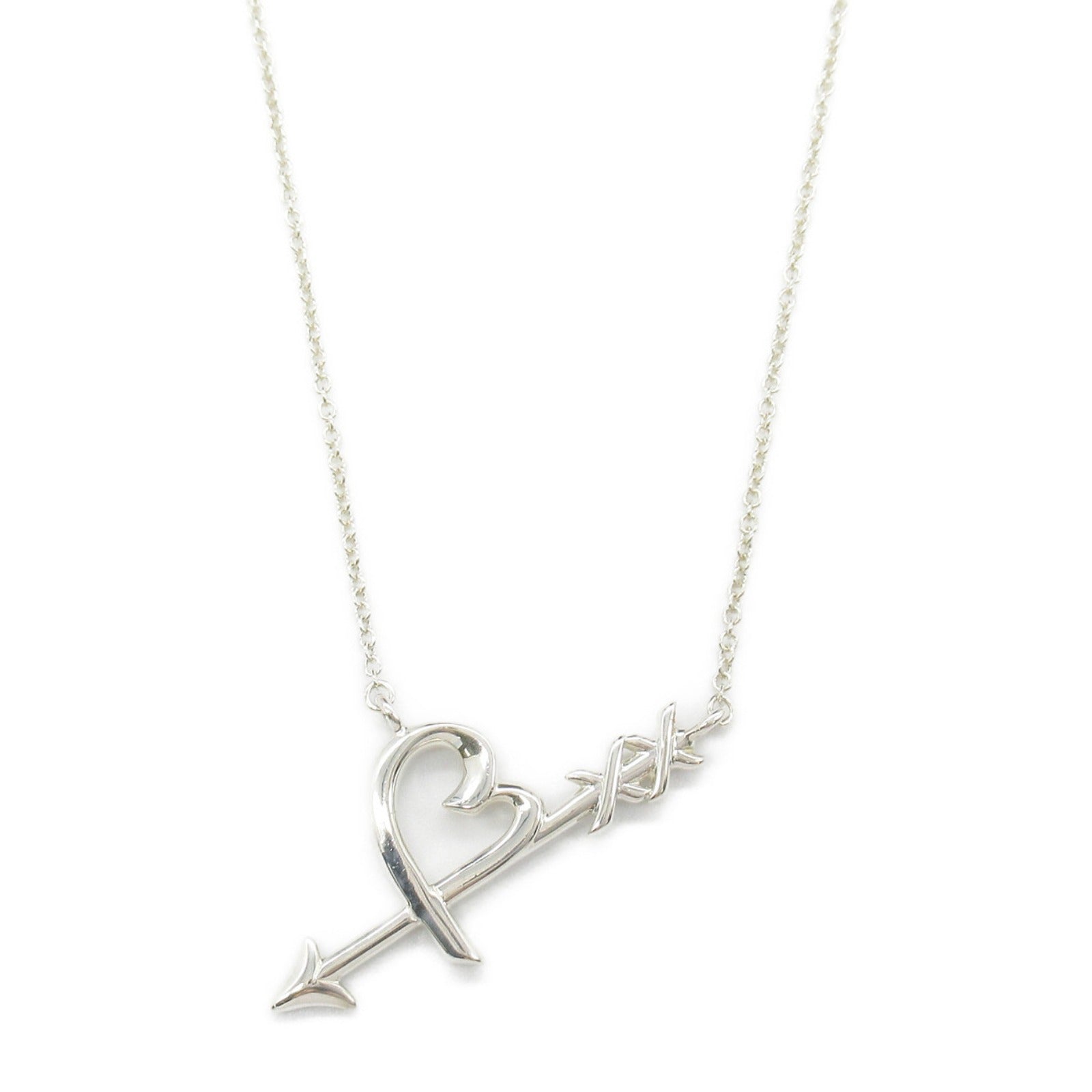 Tiffany & Co Silver Arrow Heart Necklace  Metal Necklace in Great Condition