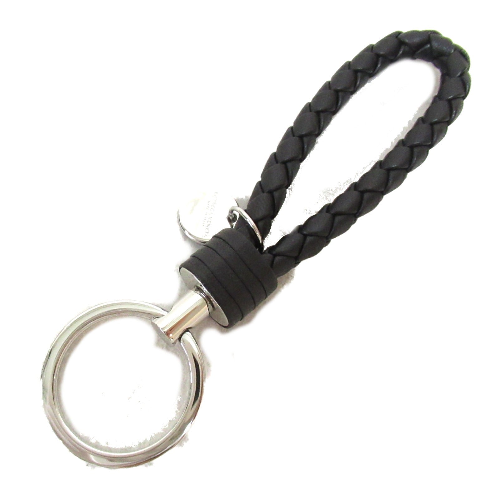 Bottega Veneta Leather Keyring Black