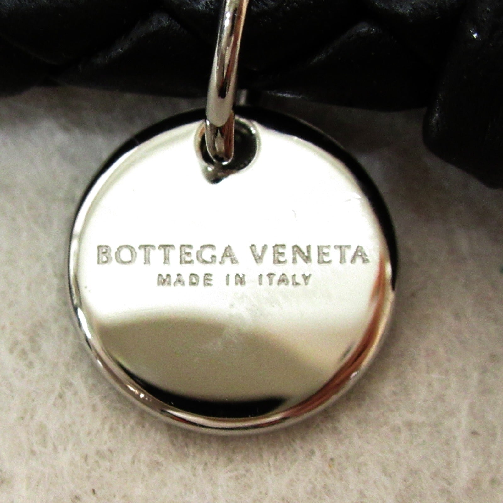 Bottega Veneta Leather Keyring Black