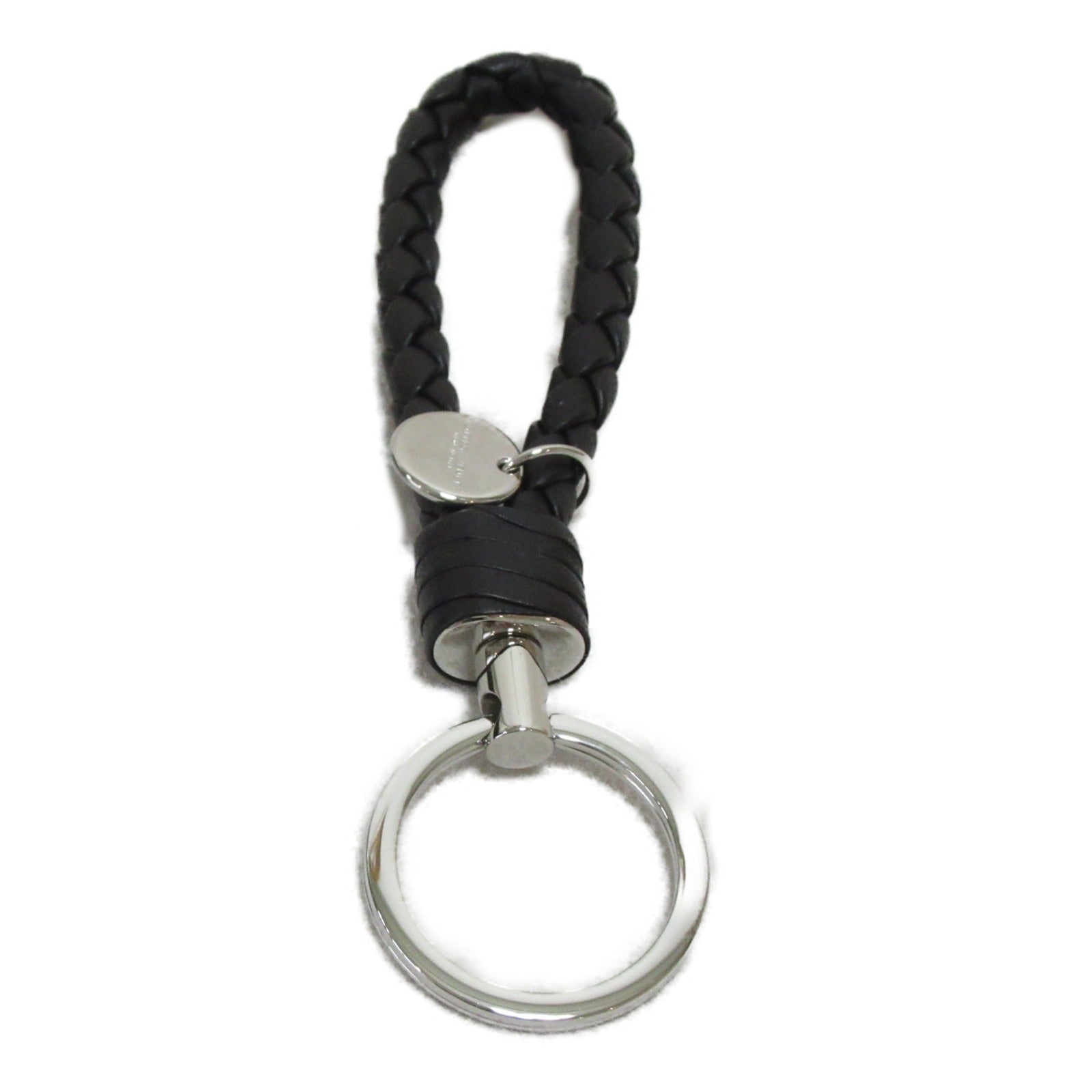 Bottega Veneta Leather Keyring Black