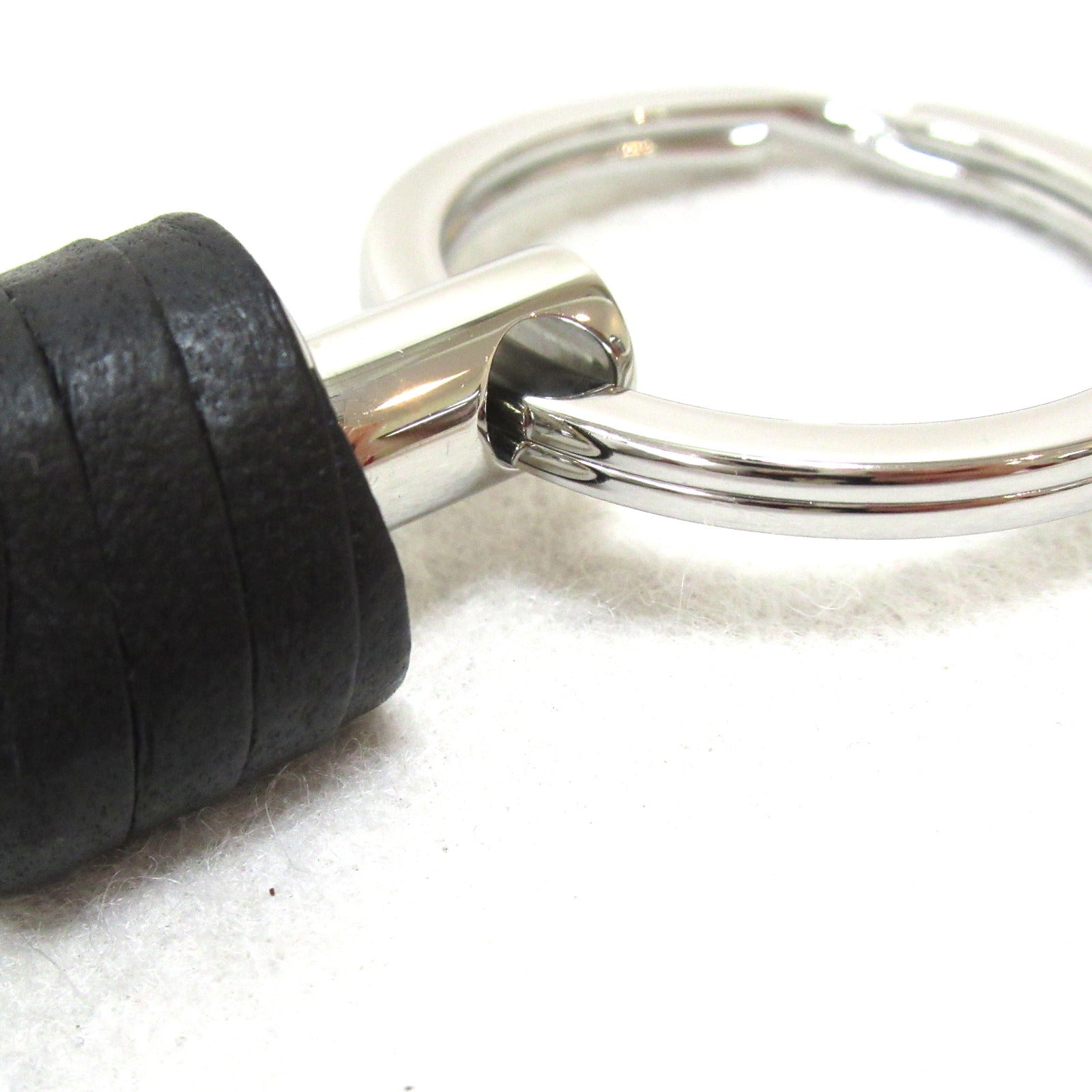 Bottega Veneta Leather Keyring Black