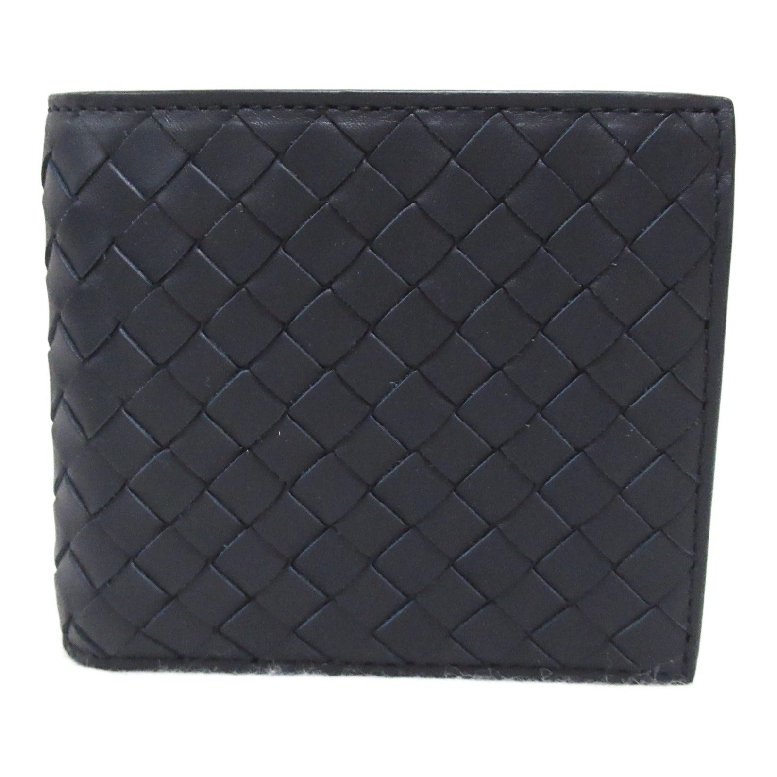 Bottega Veneta Leather Bifold Wallet Navy