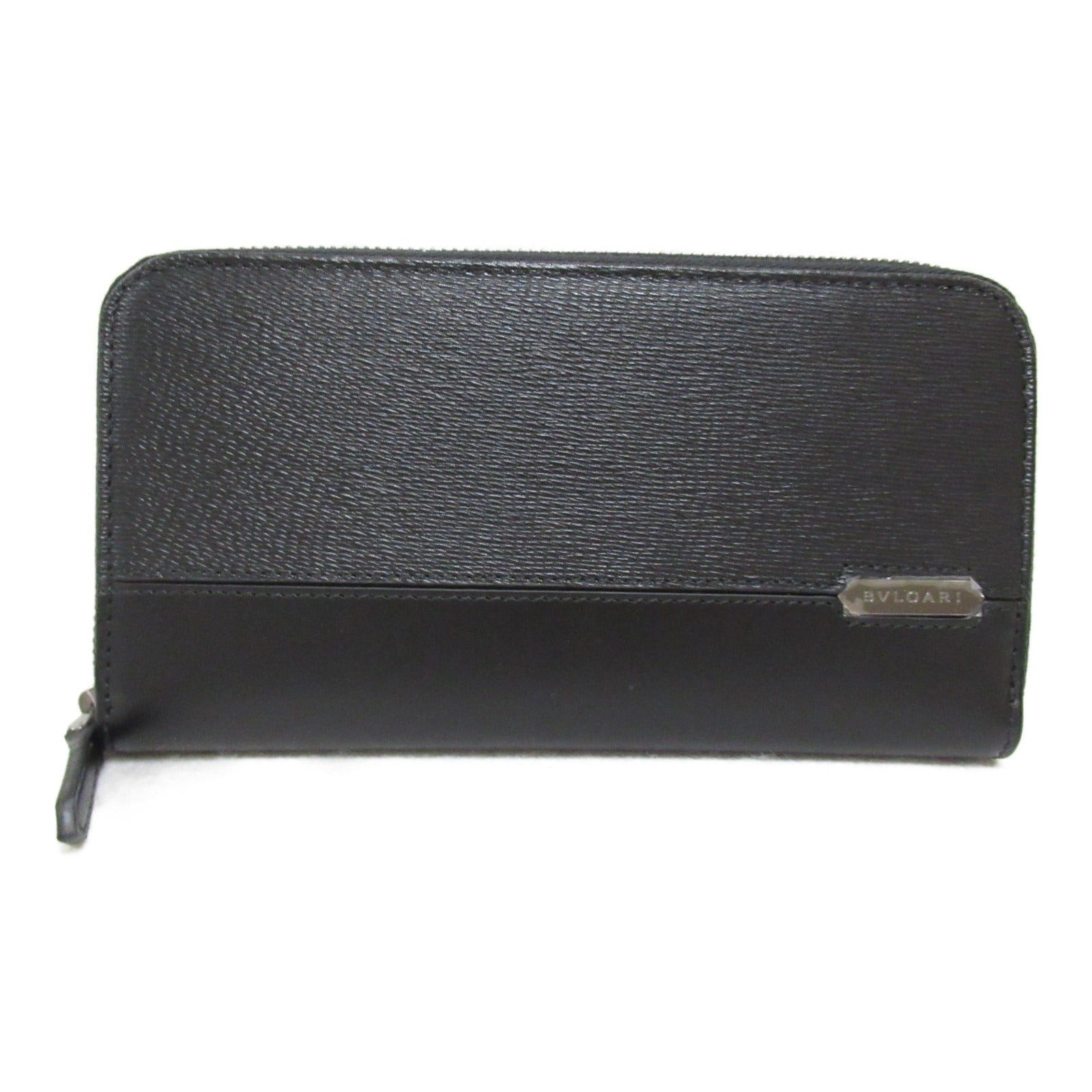 Bvlgari Leather Round Long Wallet Black