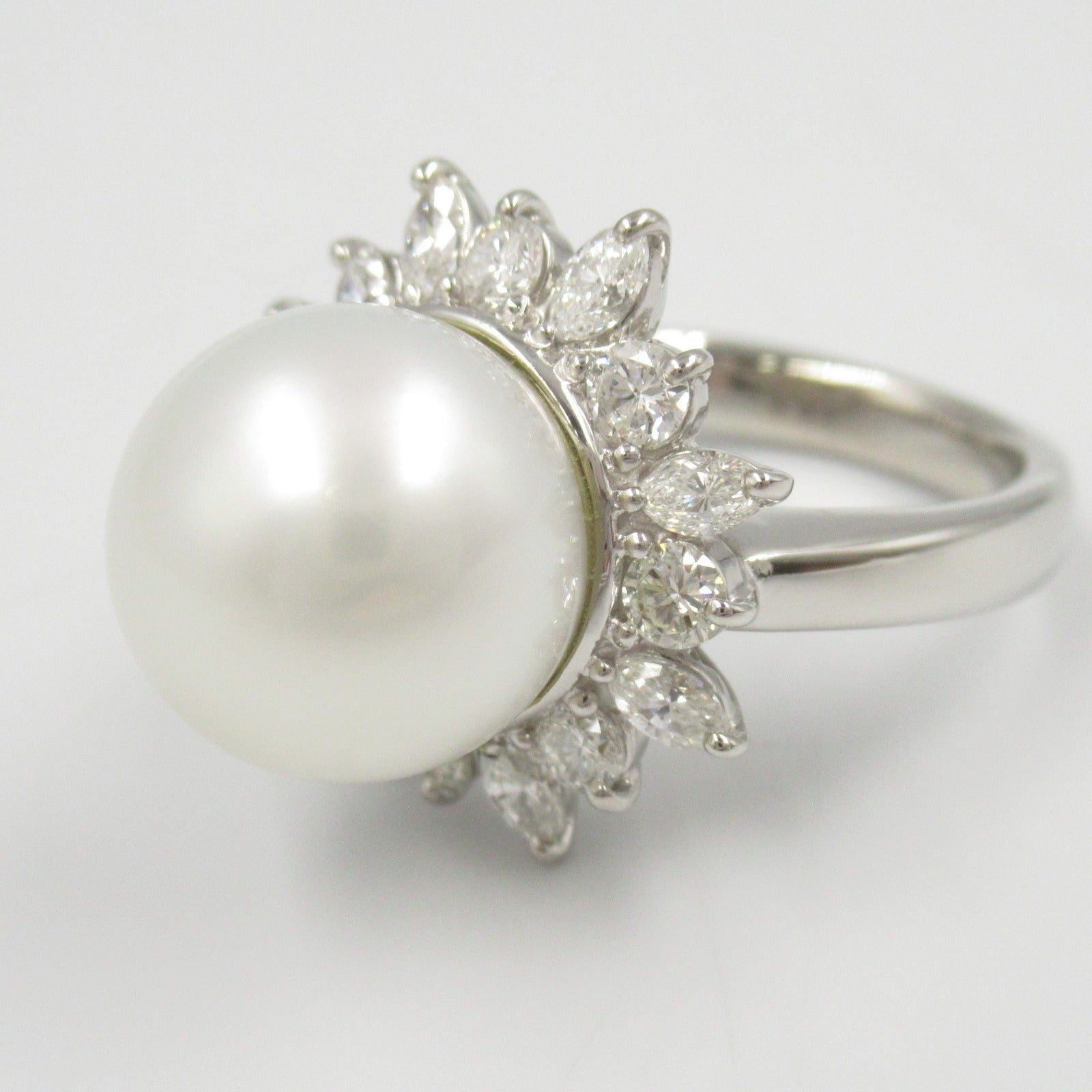 Platinum Diamond Pearl Ring Jewelry