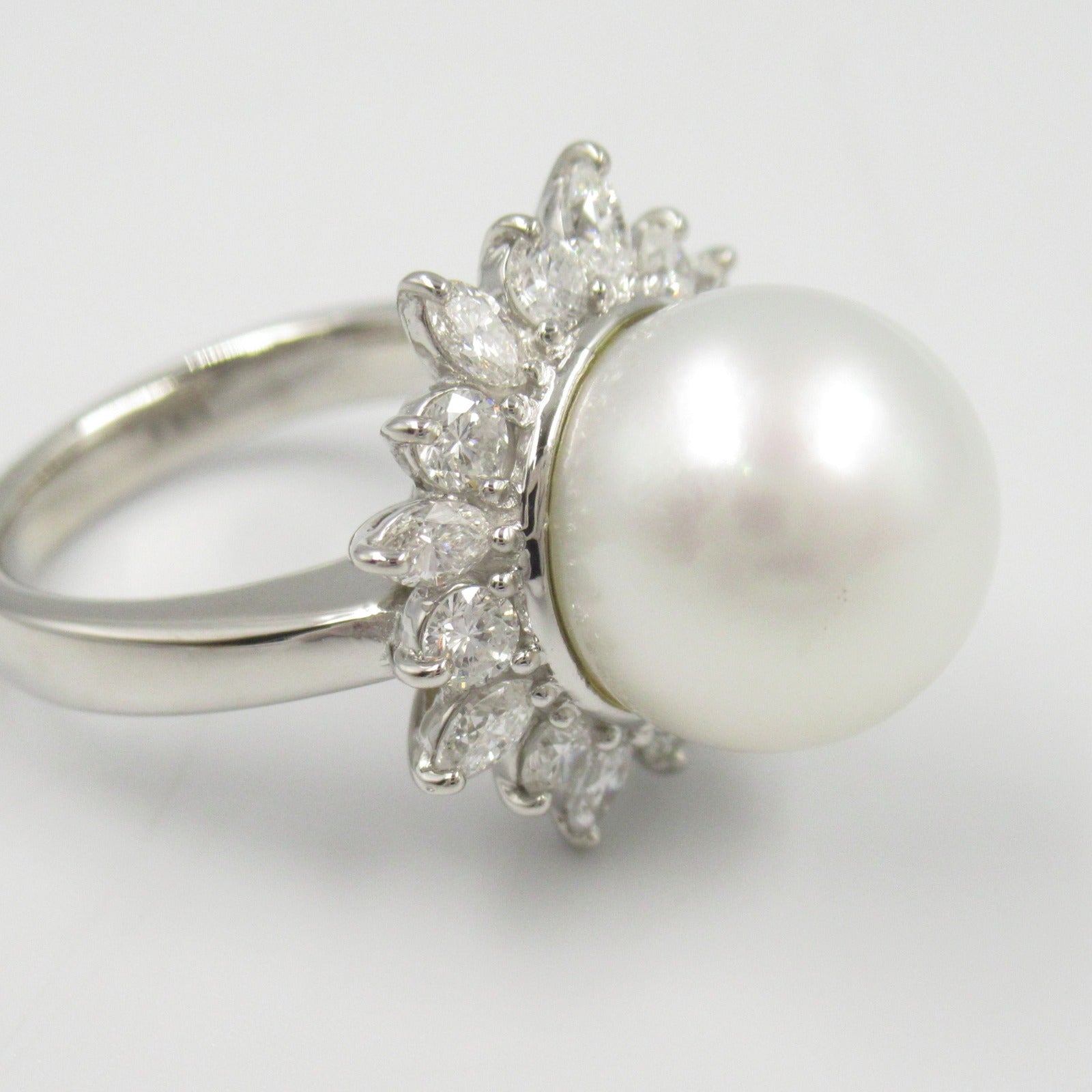 Platinum Diamond Pearl Ring Jewelry