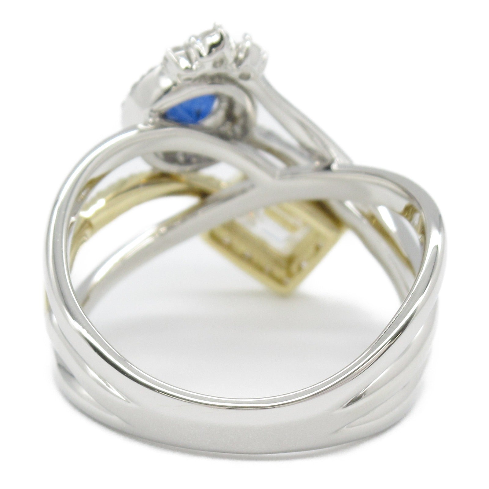 Sapphire Diamond Ring Pt950 Platinum K18 Yellow Gold