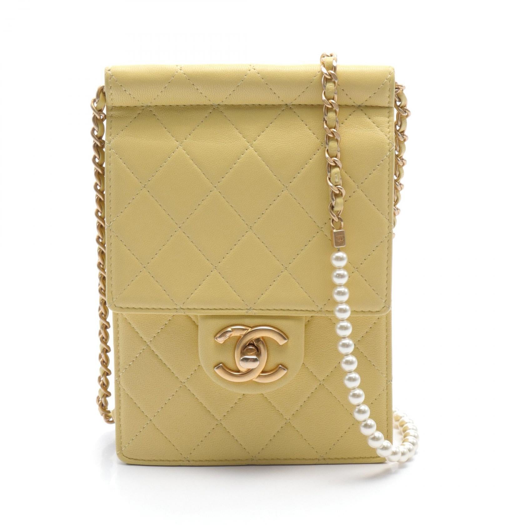 Chanel Matelasse Leather Shoulder Bag Yellow