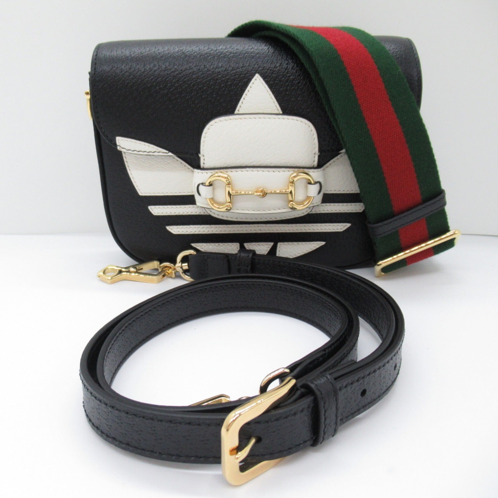 Gucci x adidas Leather Shoulder Bag Black