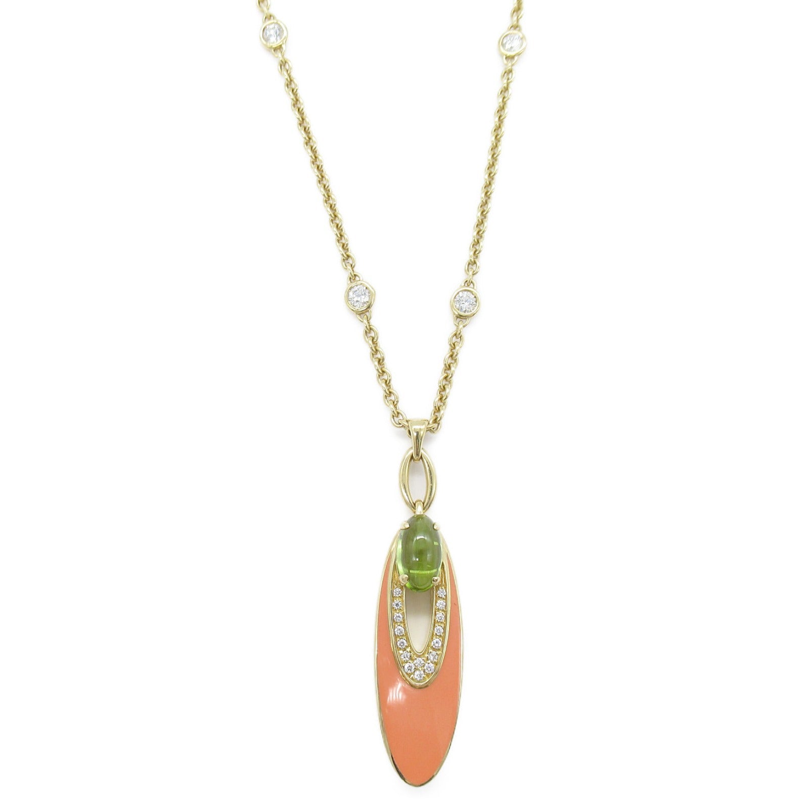 Bvlgari K18 Gold Peridot Diamond Necklace