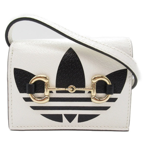 Gucci Adidas X Gucci Leather Compact Wallet on Strap Leather Short Wallet 702248 in Good condition