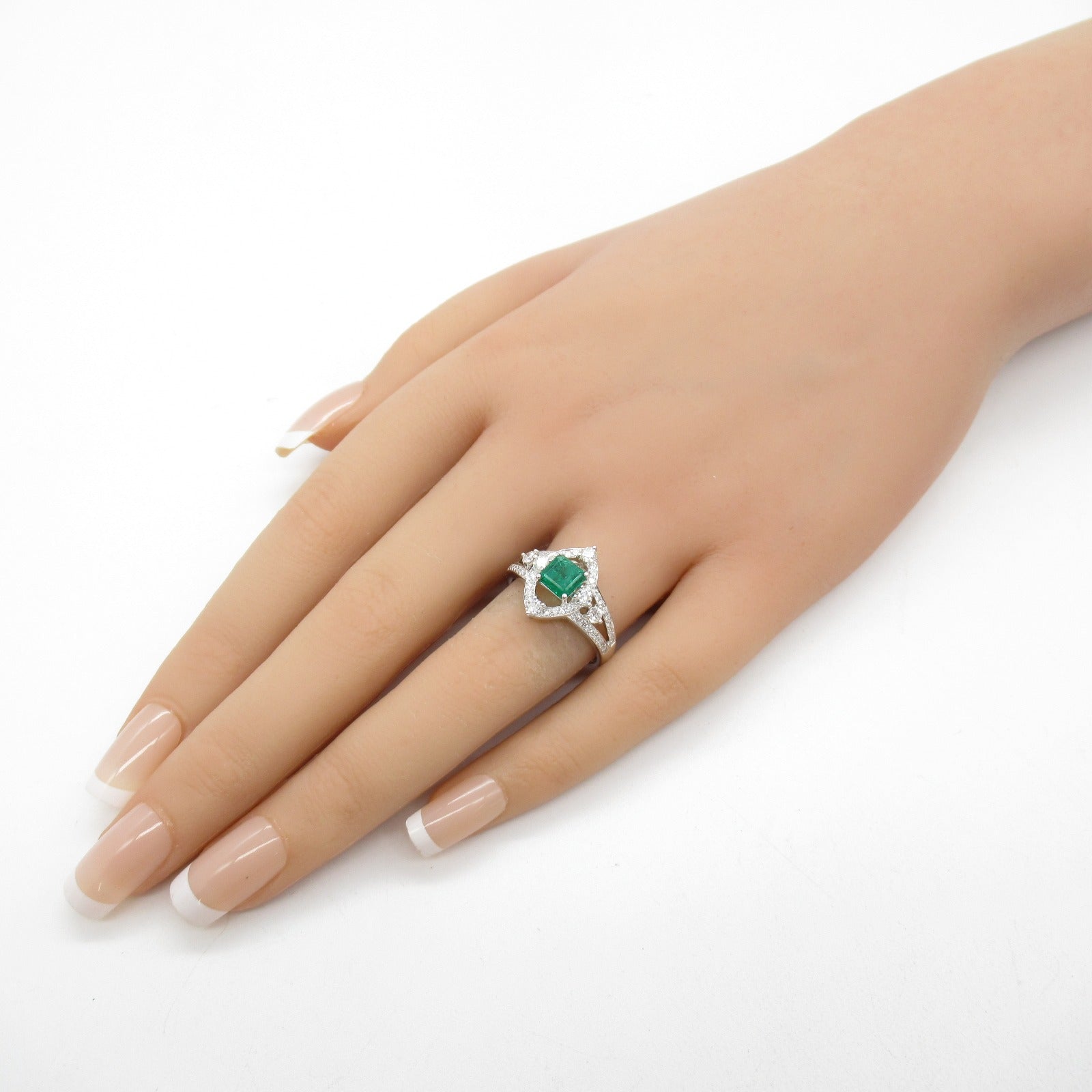 Emerald Diamond Ring K18WG White Gold