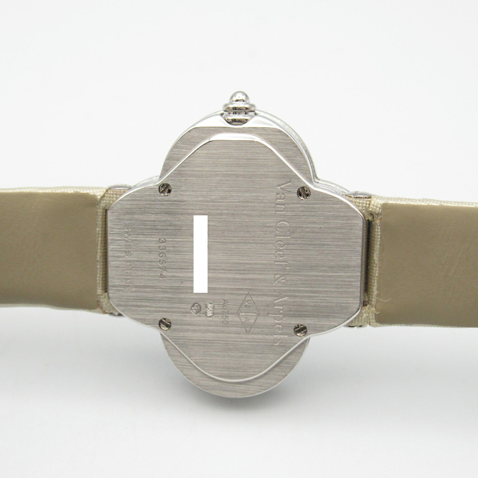 Van Cleef & Arpels Alhambra Watch White Gold Leather