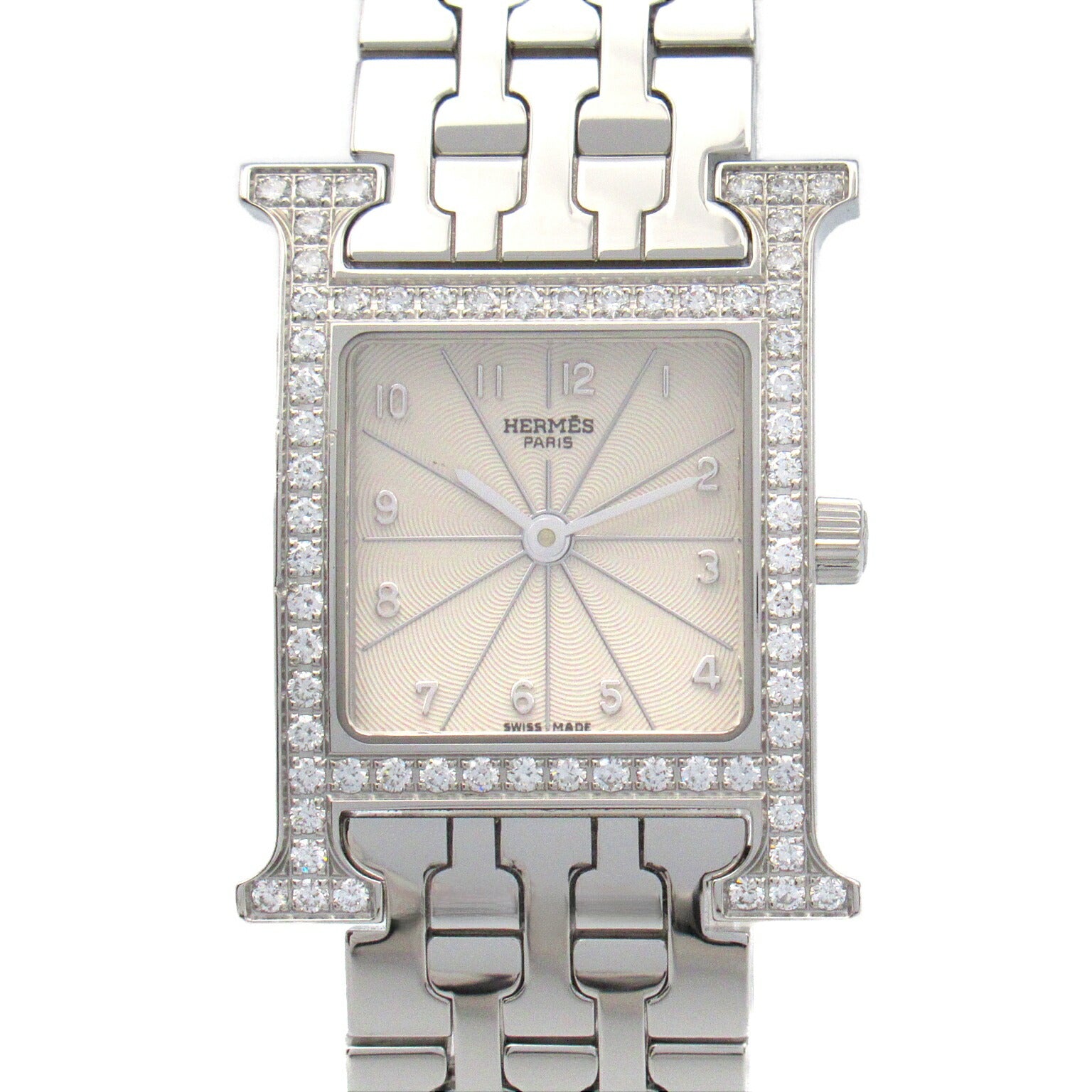 Hermes H Watch Diamond Bezel Stainless Steel