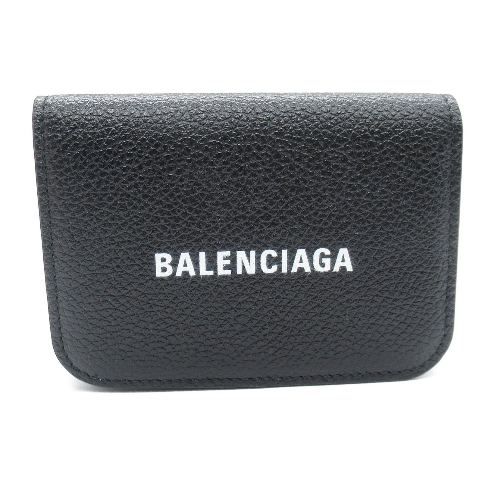 Balenciaga Leather Trifold Wallet Black