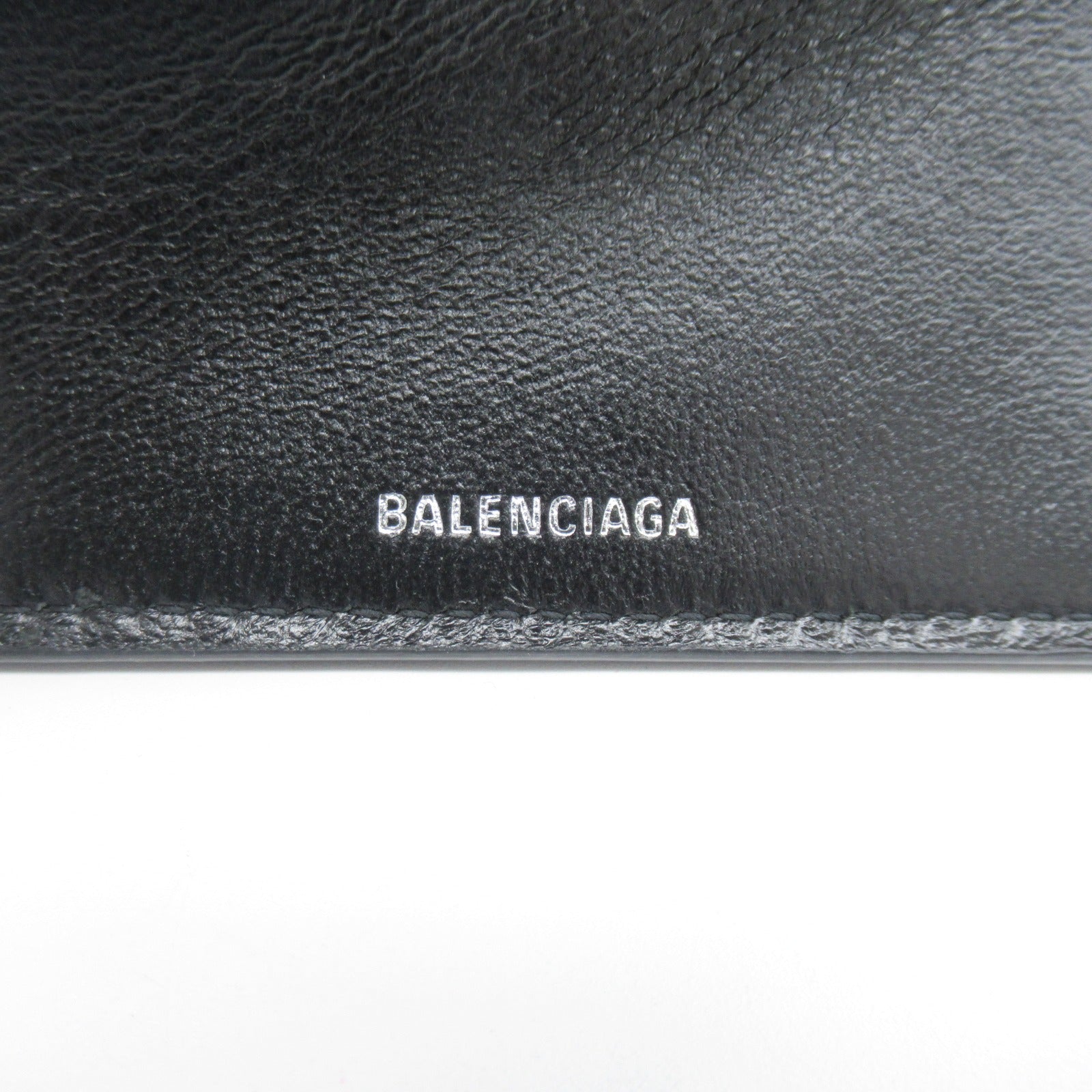 Balenciaga Leather Trifold Wallet Black