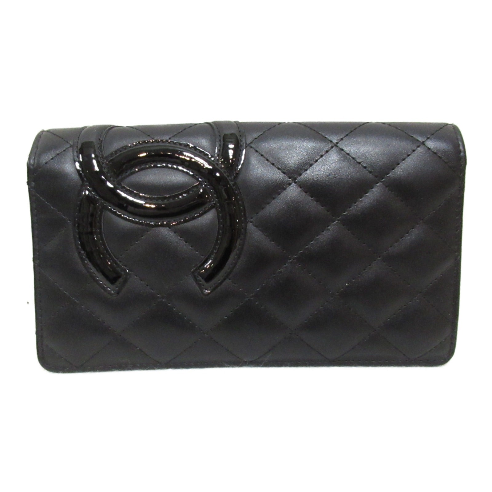 Chanel Cambon Line Leather Long Wallet Black