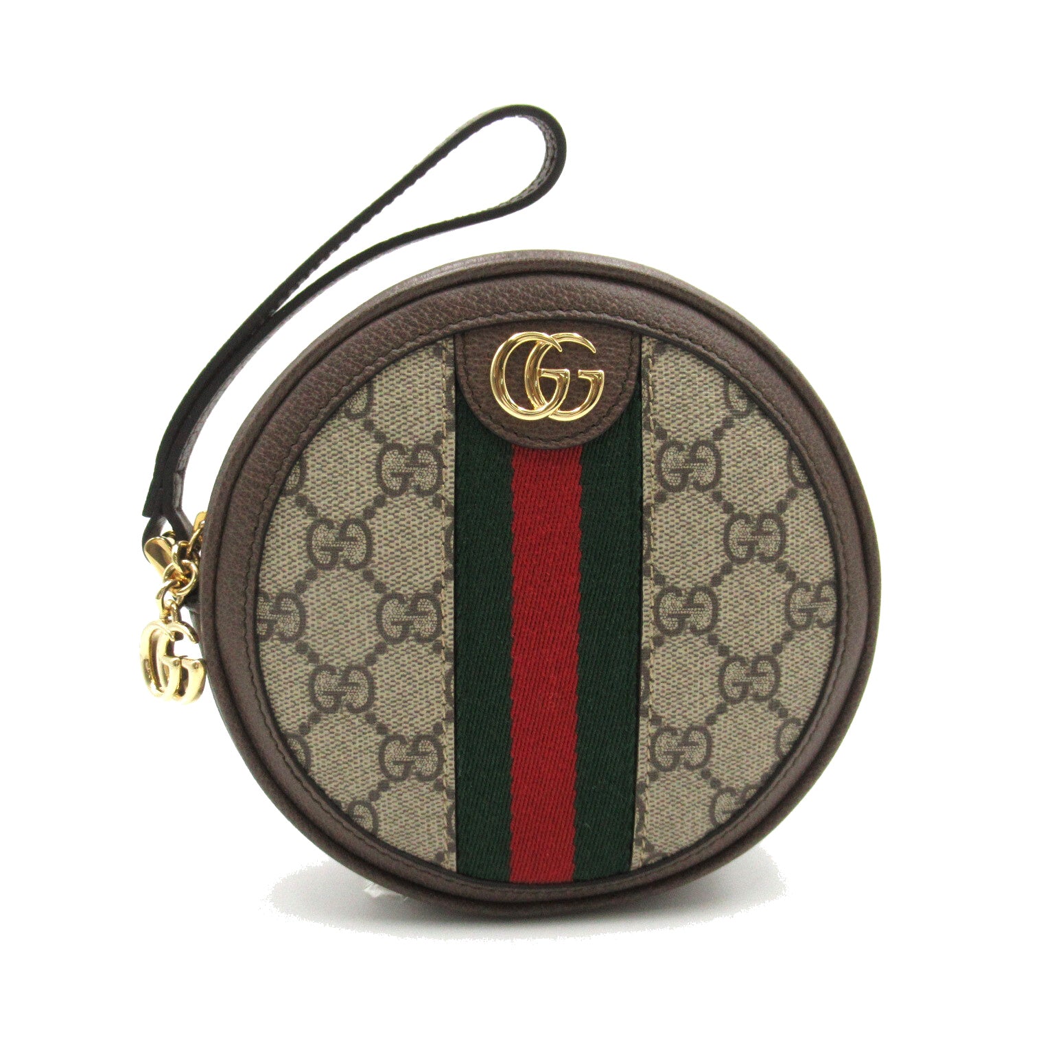 Gucci GG Supreme Ophidia Round Wristlet Pouch Canvas Vanity Bag 574841 in Great Condition