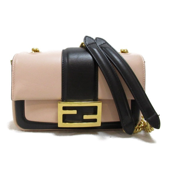 Fendi Mini Baguette Chain Bag  Crossbody Bag Leather in
