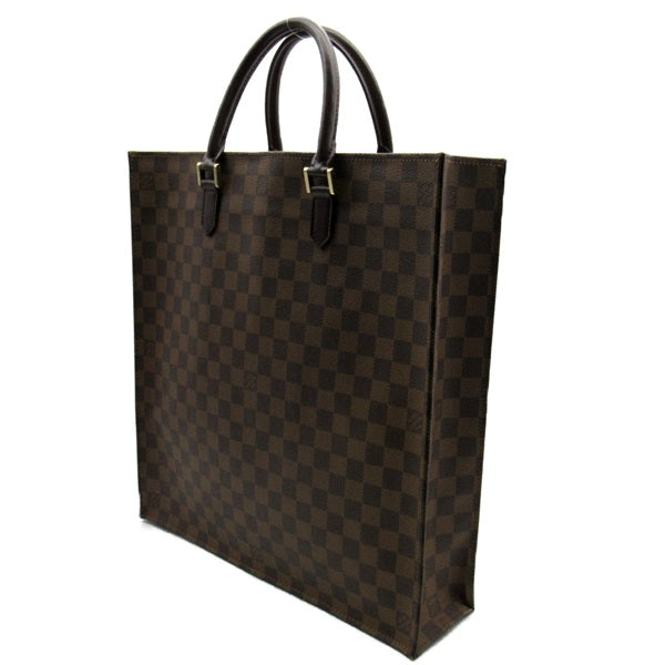 Louis Vuitton Damier Ebene Sac Plat Canvas Tote Bag N51140 in Very Good Condition