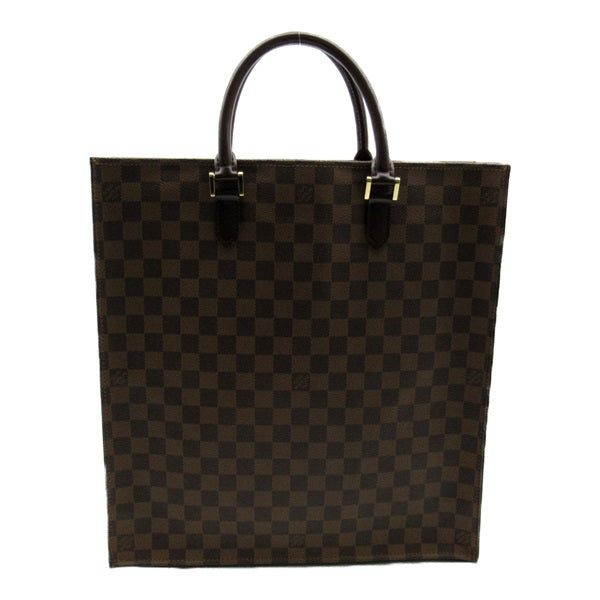 Louis Vuitton Damier Ebene Sac Plat Canvas Tote Bag N51140 in Very Good Condition