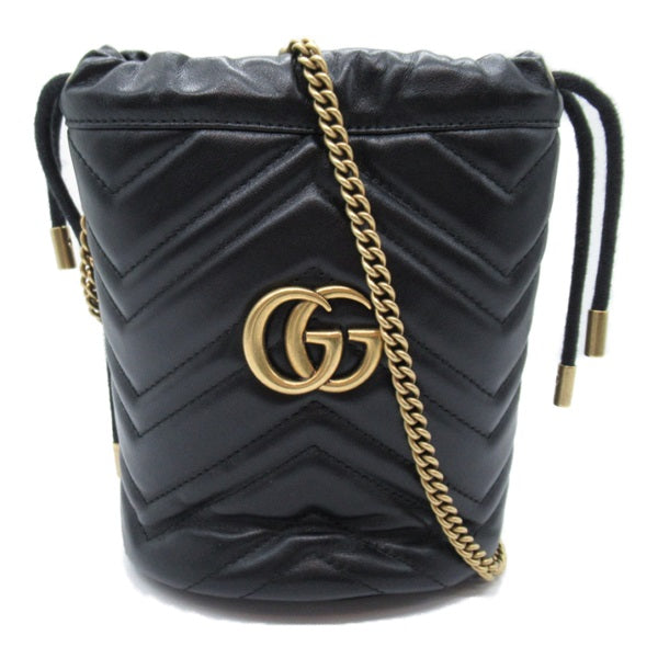 Gucci Leather GG Marmont Mini Bucket Bag Leather Crossbody Bag 575163 in Very Good Condition