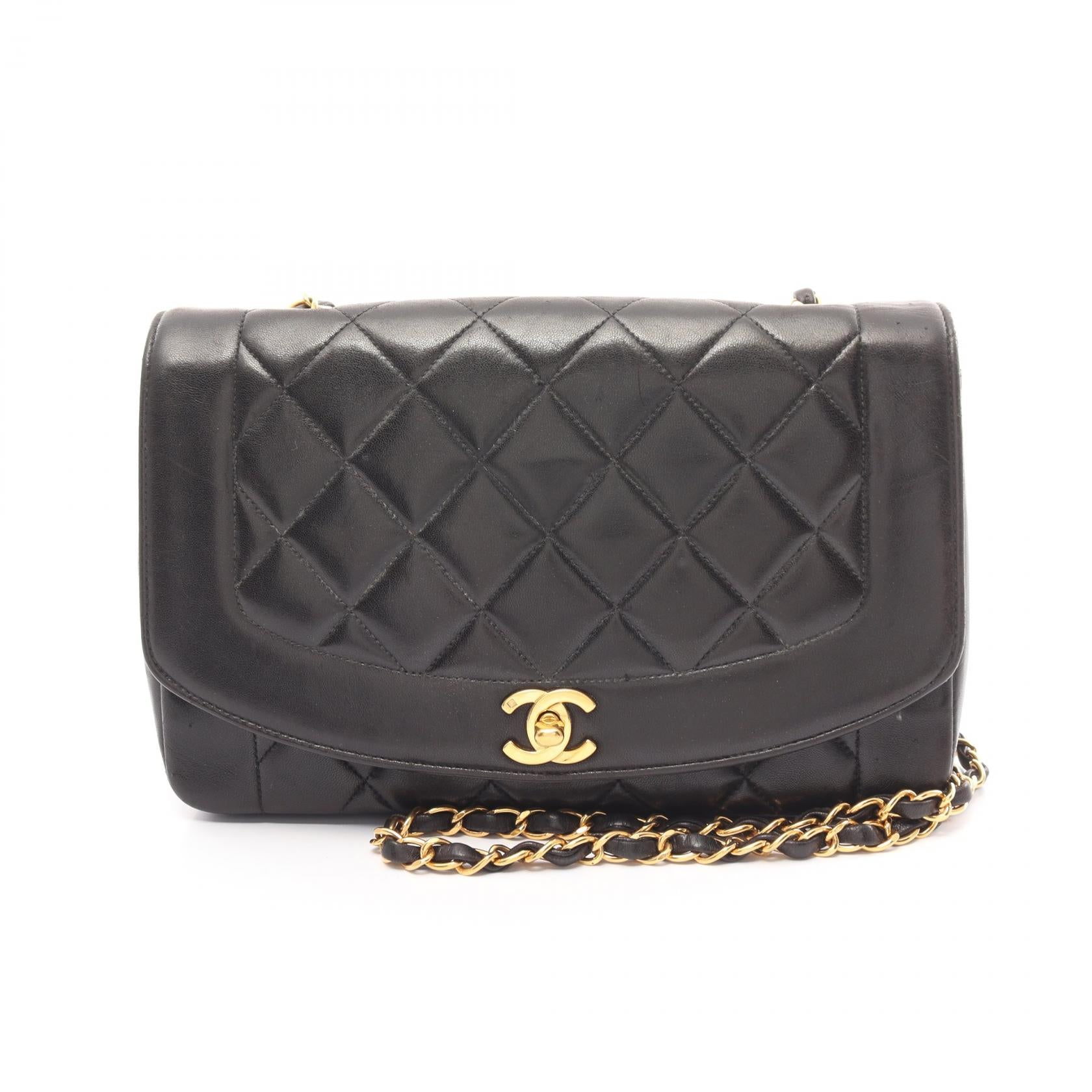 Chanel Diana Flap Lambskin Shoulder Bag Black