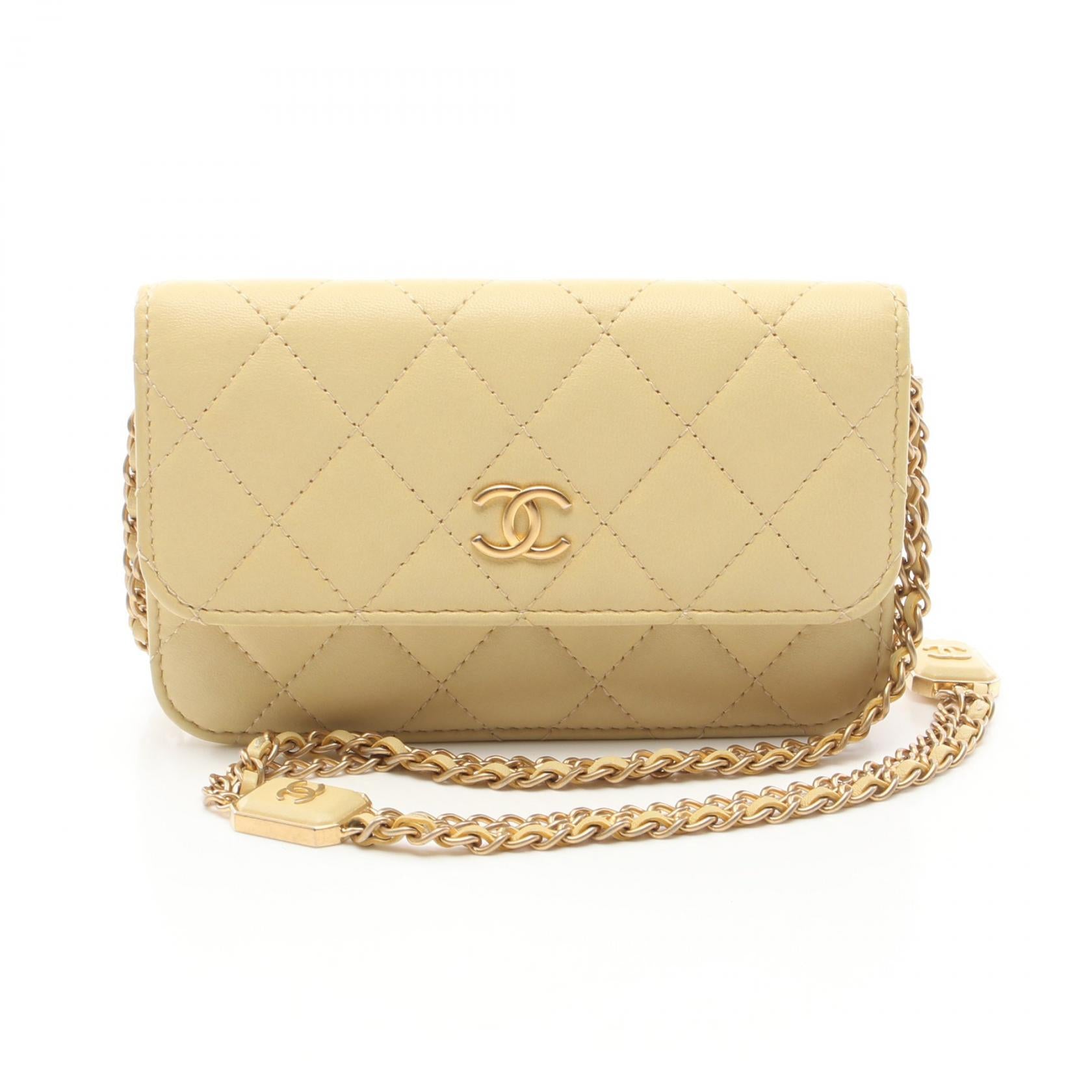 Chanel CC Matelasse Wallet on Chain Leather Shoulder Bag C38J5TGK in Very Good Condition