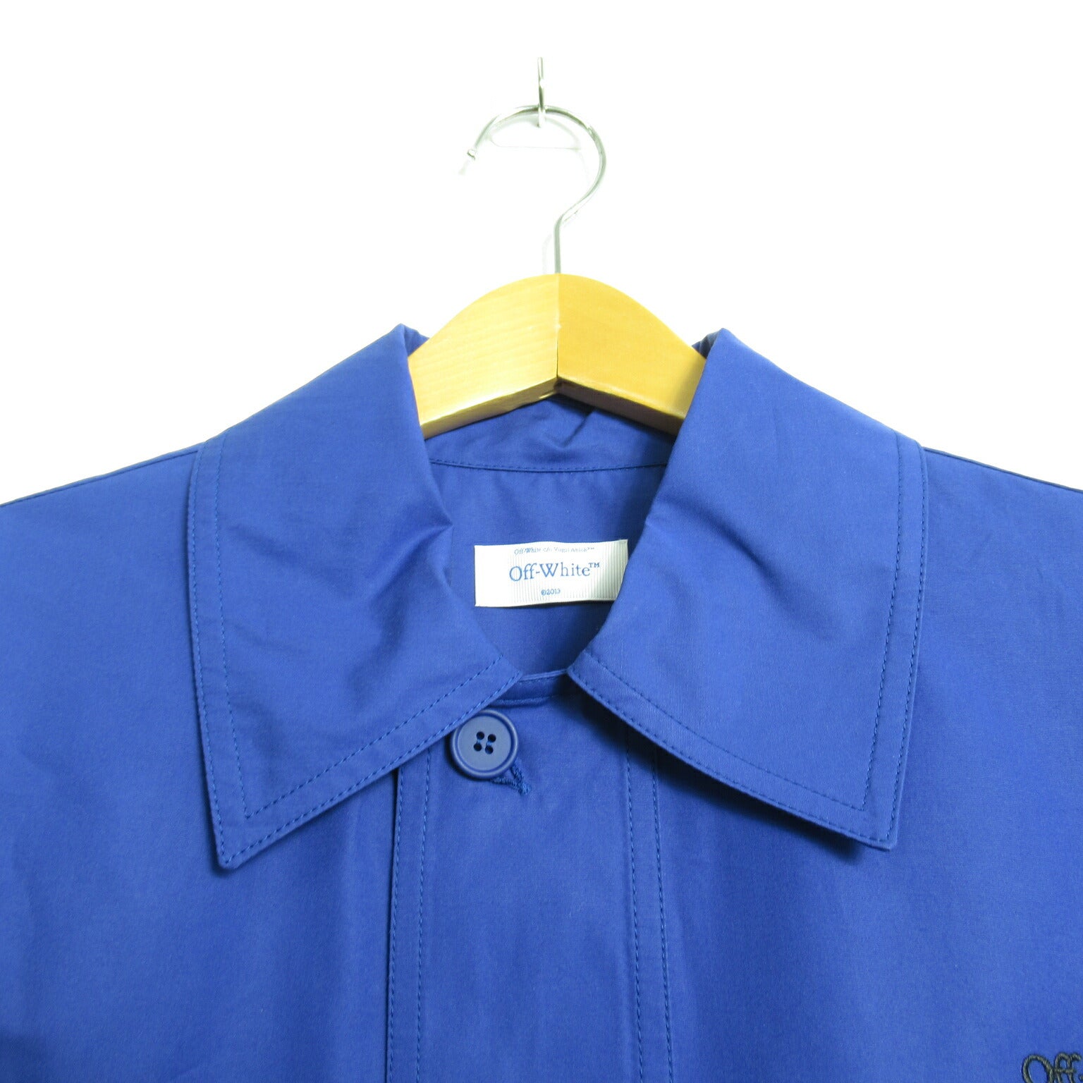 Off-White Cotton Short Sleeve Shirt Blue