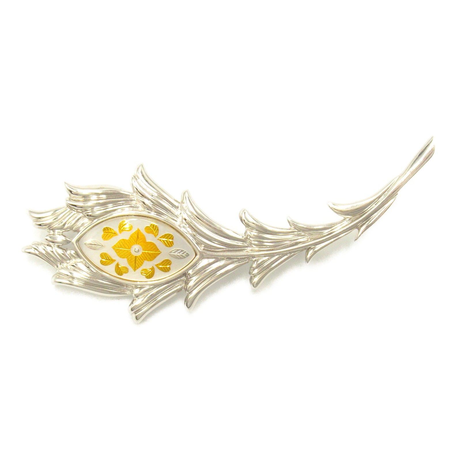 MIKIMOTO Shell Brooch K18WG White Gold