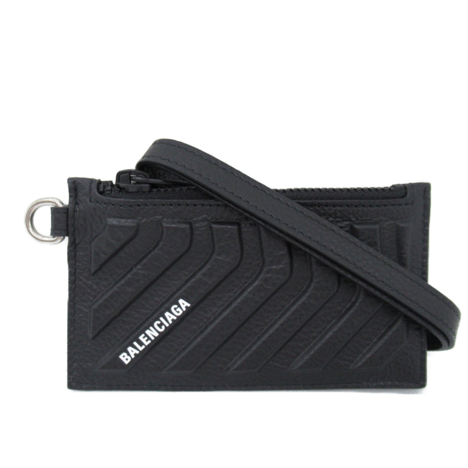 Balenciaga Leather Keyring Card Case Black