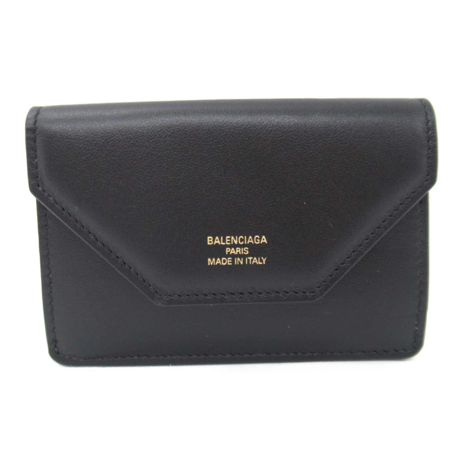 Balenciaga Leather Trifold Wallet Black