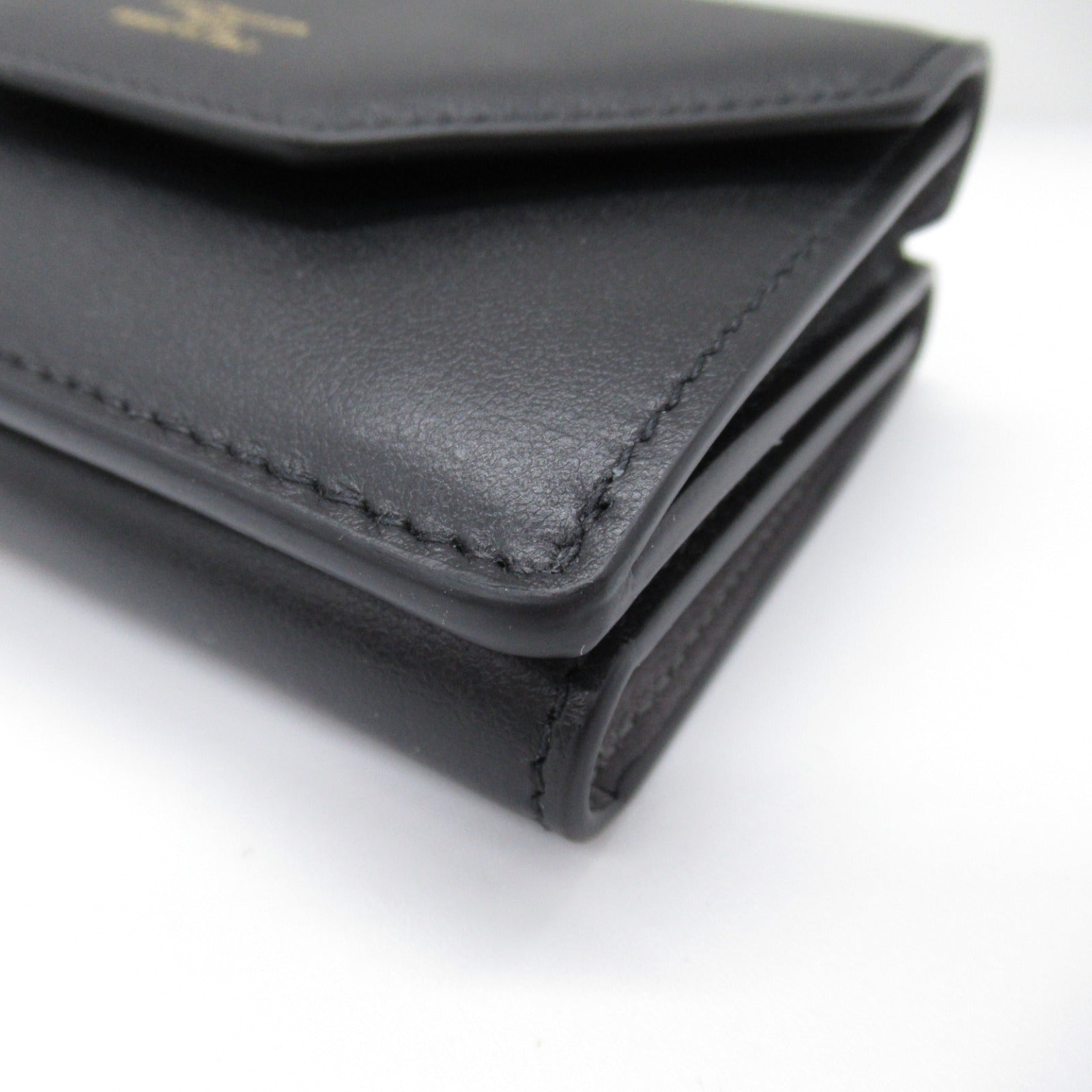 Balenciaga Leather Tri-Fold Wallet Black