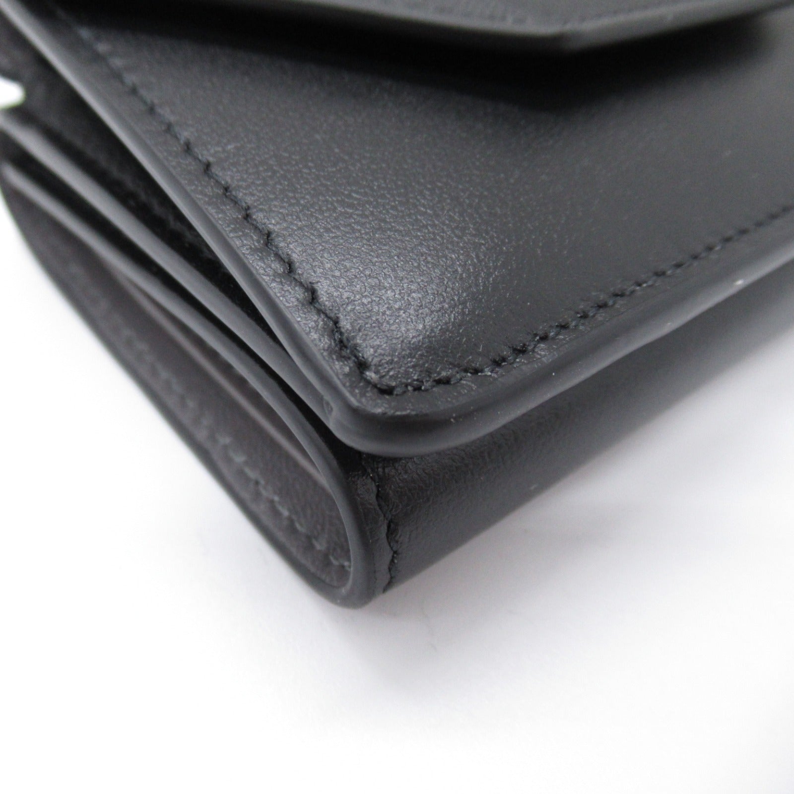 Balenciaga Leather Tri-Fold Wallet Black