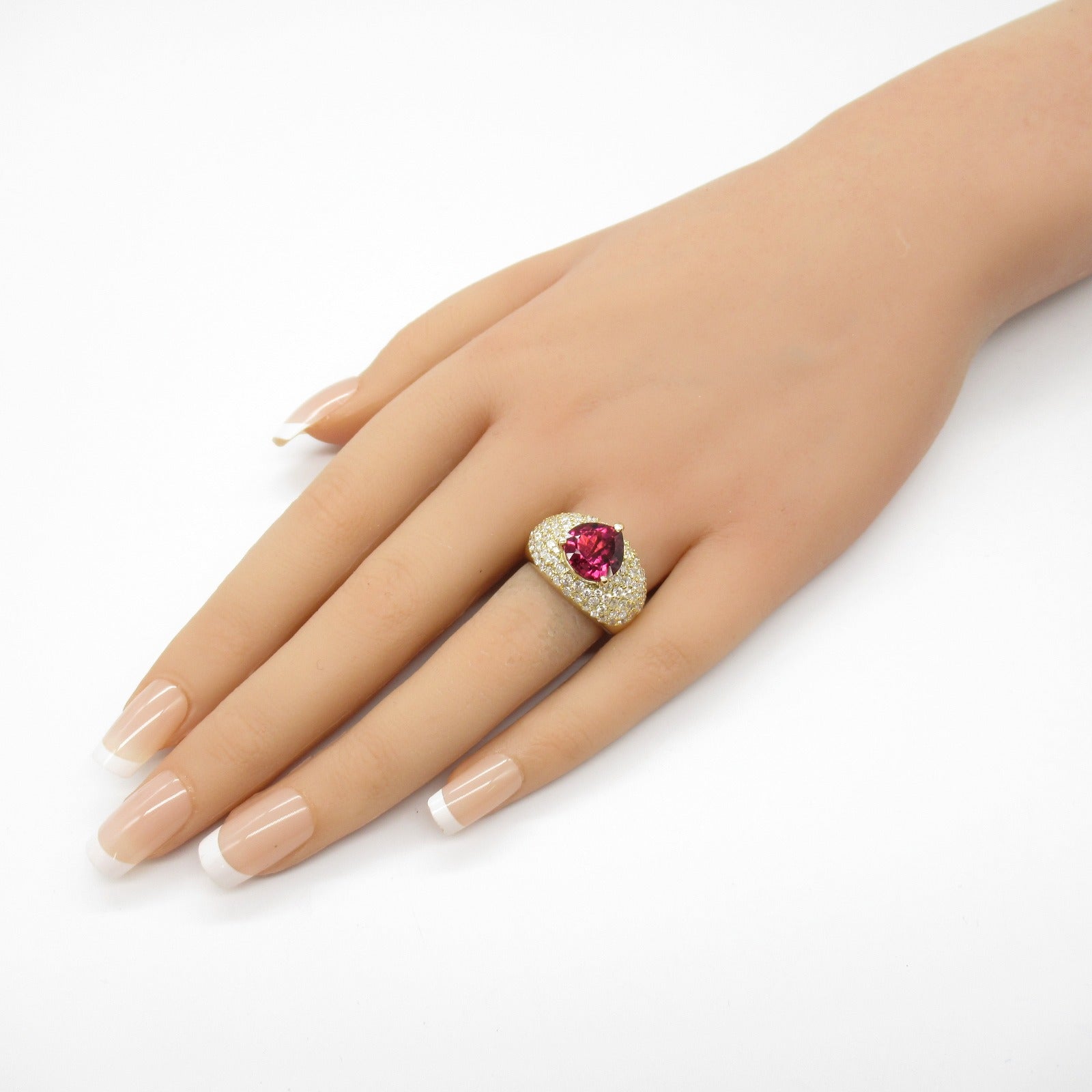 K18 Yellow Gold Rubellite Diamond Ring