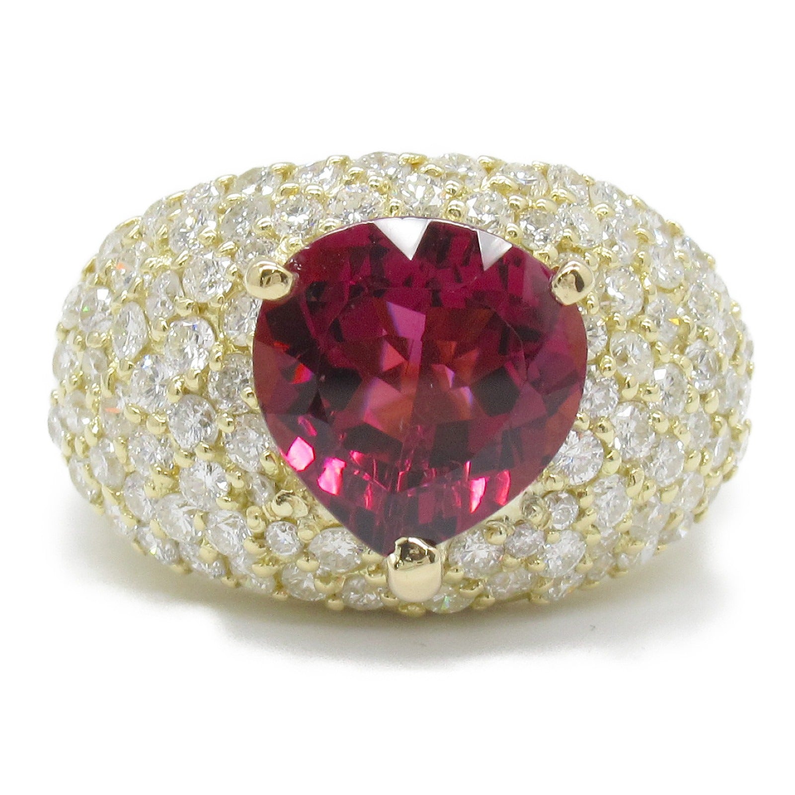 K18 Yellow Gold Rubellite Diamond Ring