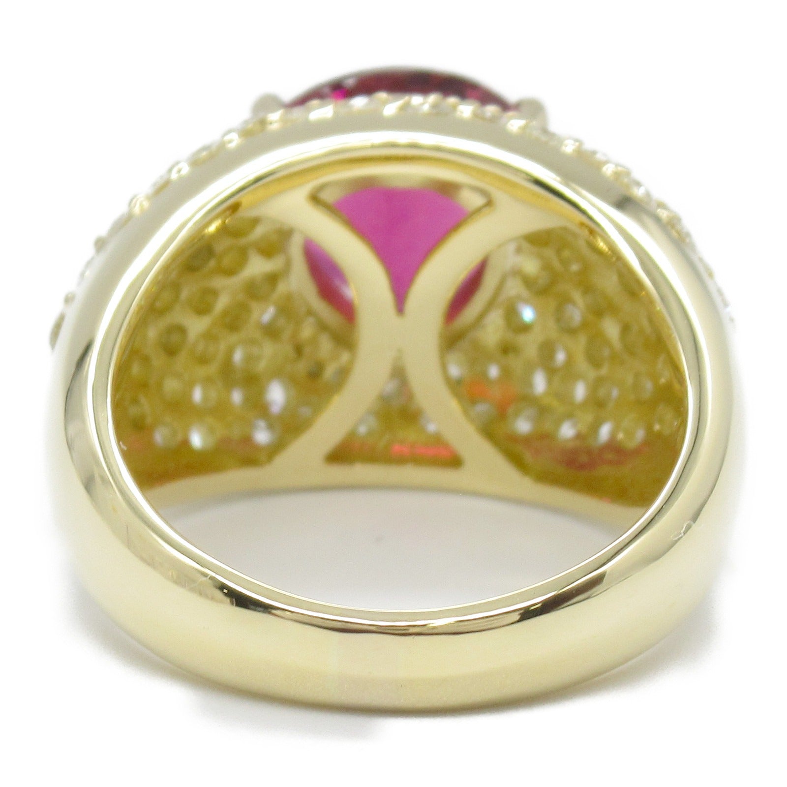 K18 Yellow Gold Rubellite Diamond Ring