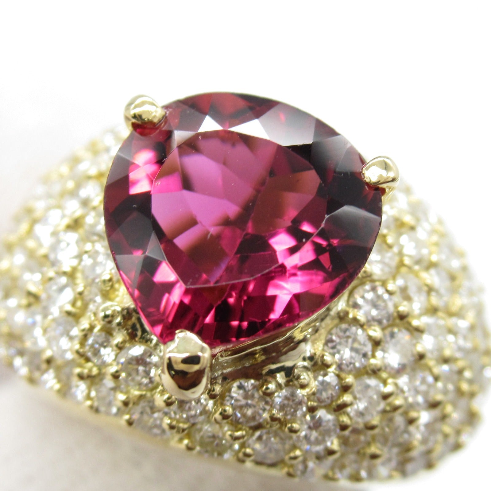 K18 Yellow Gold Rubellite Diamond Ring