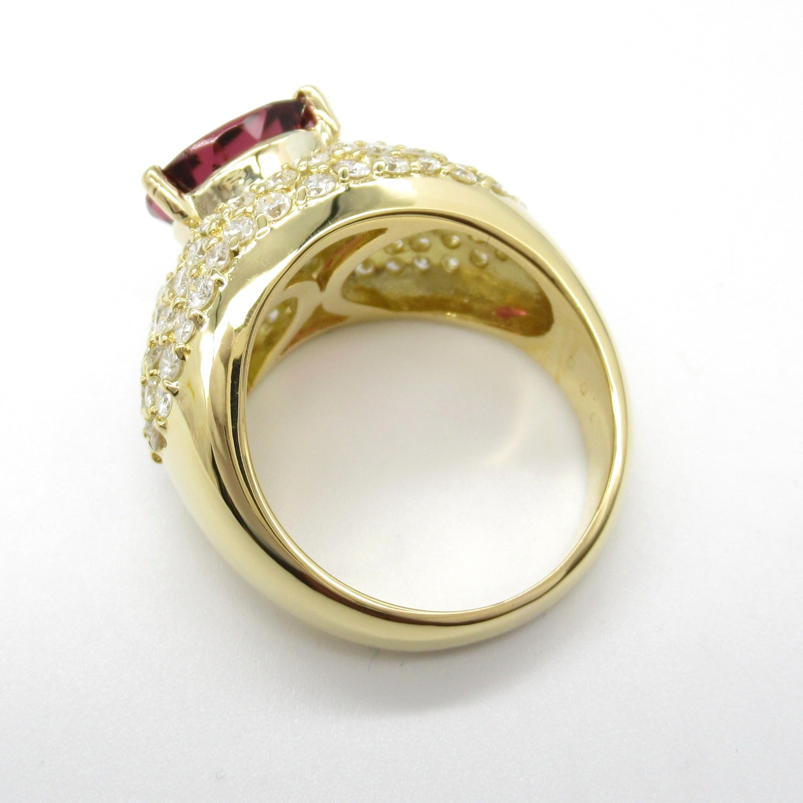 K18 Yellow Gold Rubellite Diamond Ring