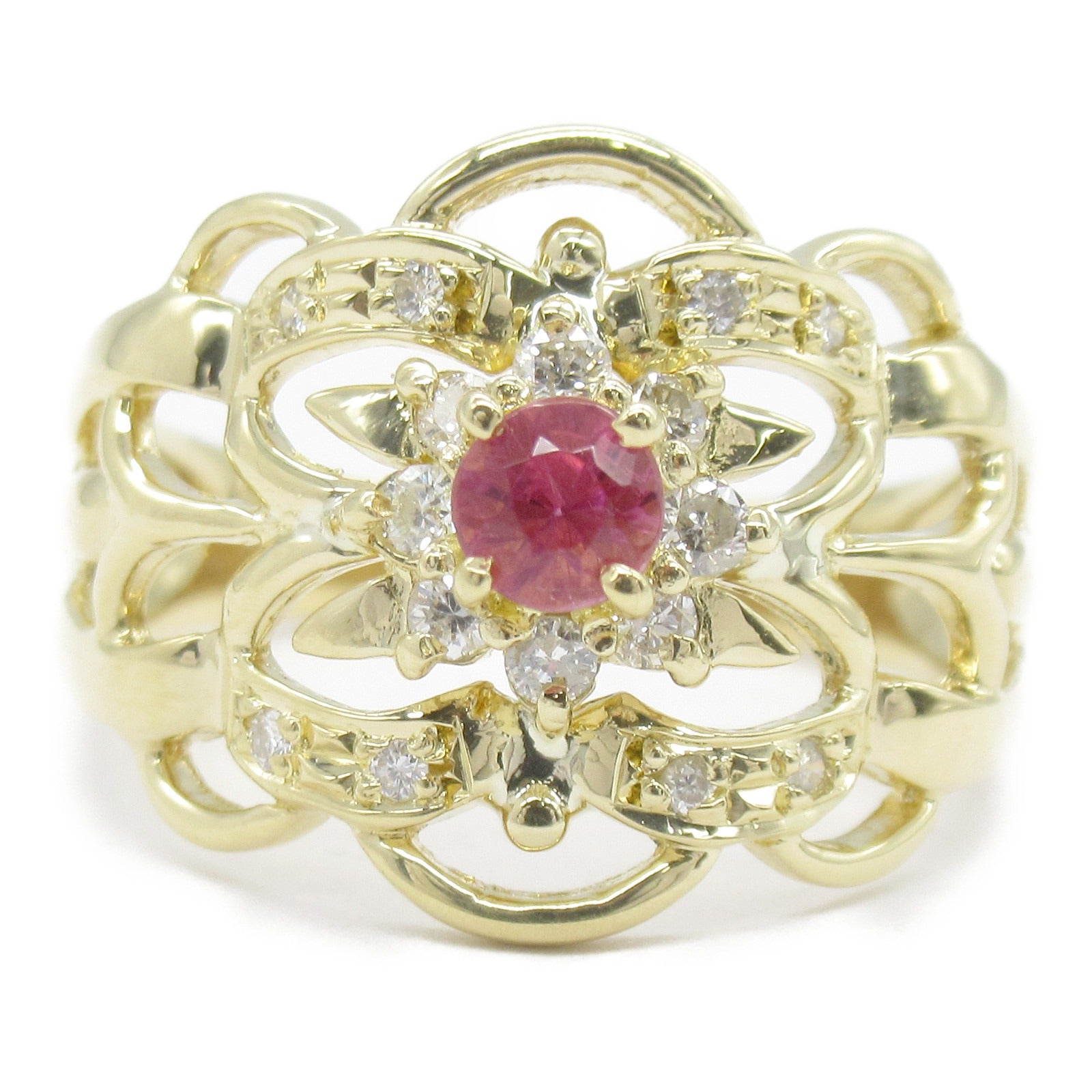 K18 Yellow Gold Pink Tourmaline Diamond Ring